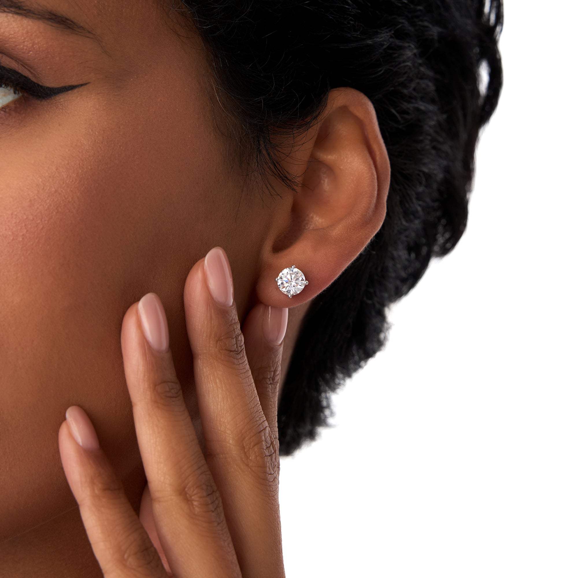 OBFJ0399 - 4.00 ctw 14k Classic Four Prong Lab Grown Round Diamond Studs - Lauren 2