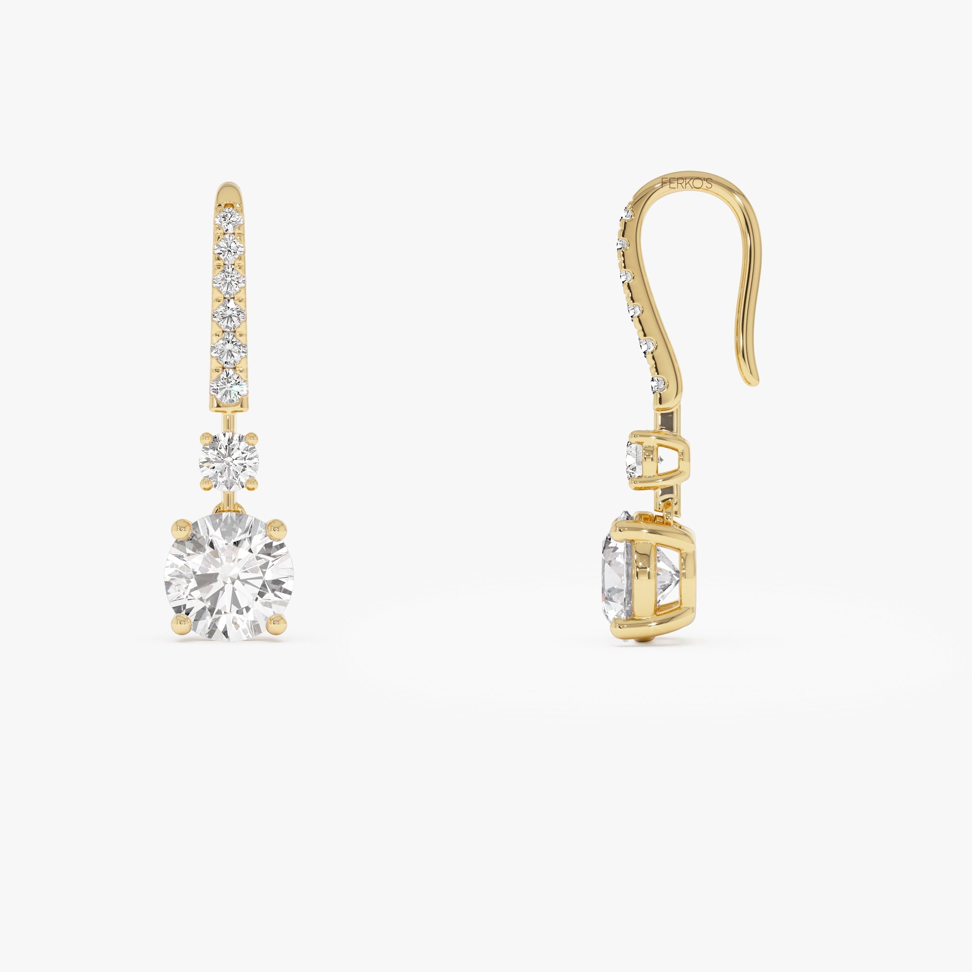 OBFJ0368 - 2.45 Ctw 14k Round Lab Grown Diamond Drop Earrings - Clia 5
