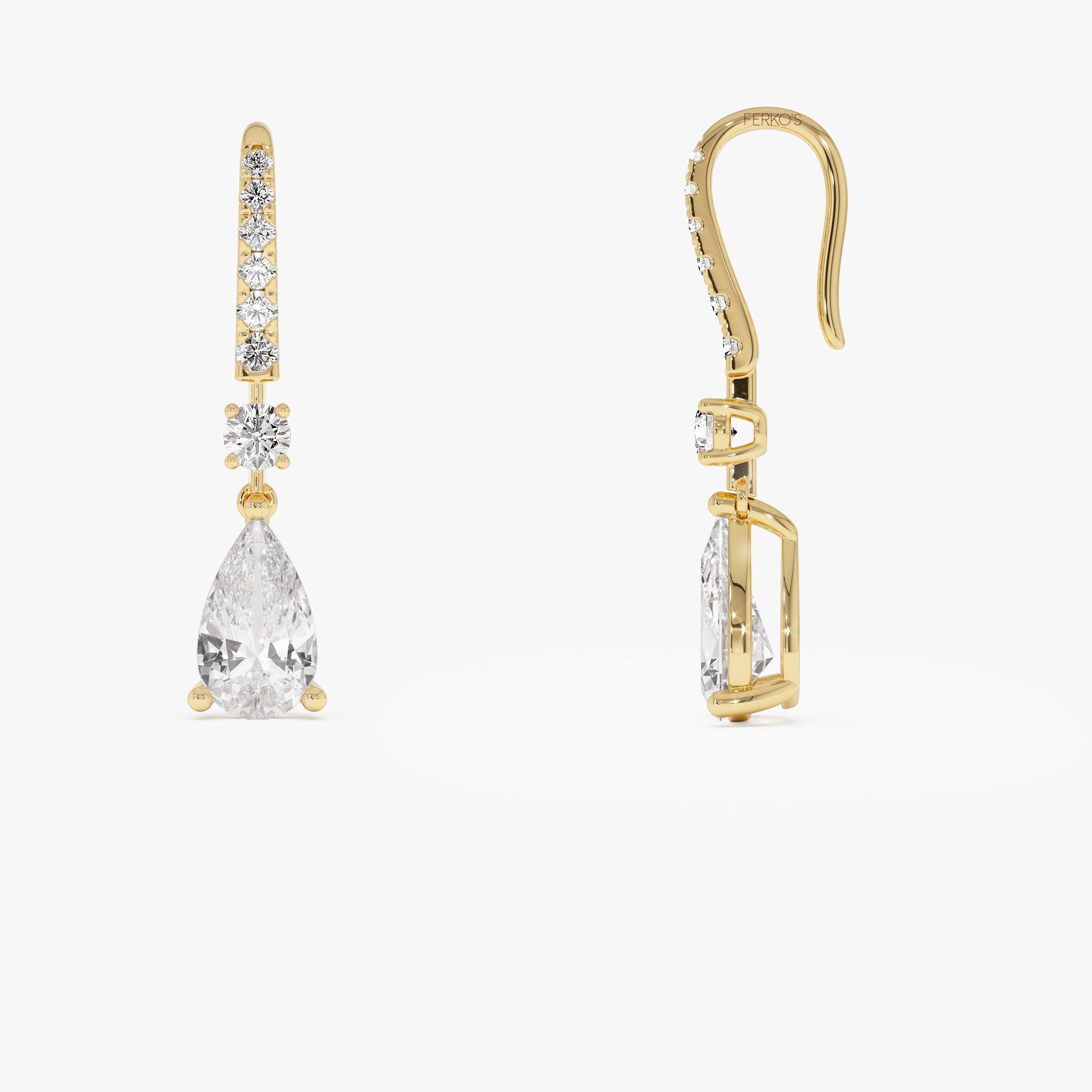 OBFJ0367 - 2.45 Ctw 14k Pear Shape and Round Lab Grown Diamond Drop Earrings - Cyra 5