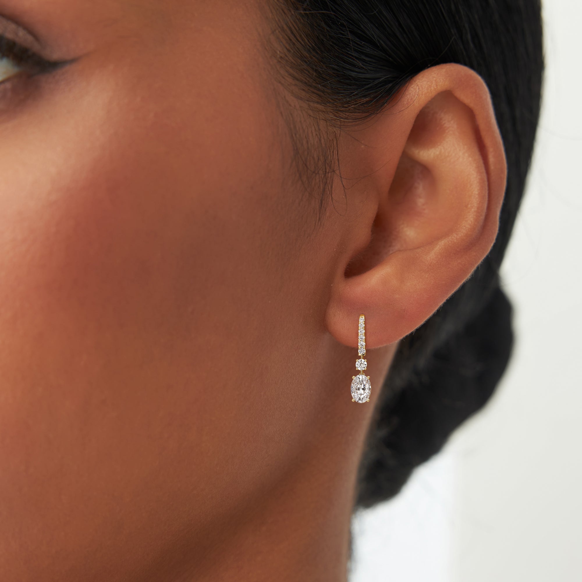 OBFJ0366 - 2.55 Ctw  14k Oval and Round Shape Lab Grown Diamond Drop Earrings - Diva 2