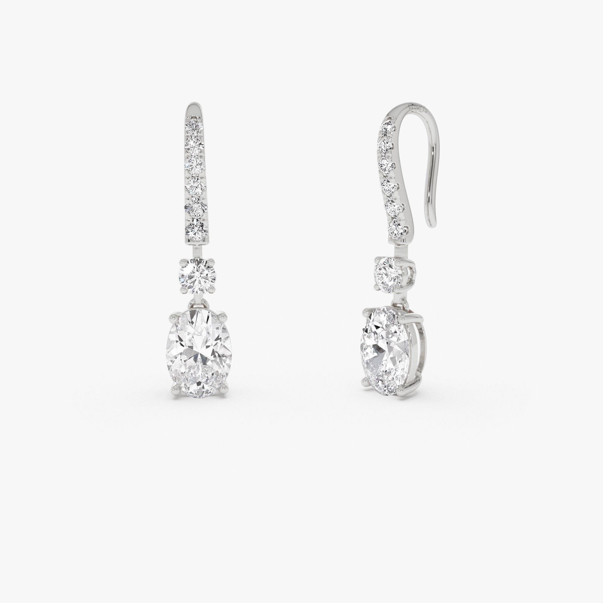 OBFJ0366 - 2.55 Ctw  14k Oval and Round Shape Lab Grown Diamond Drop Earrings - Diva 4