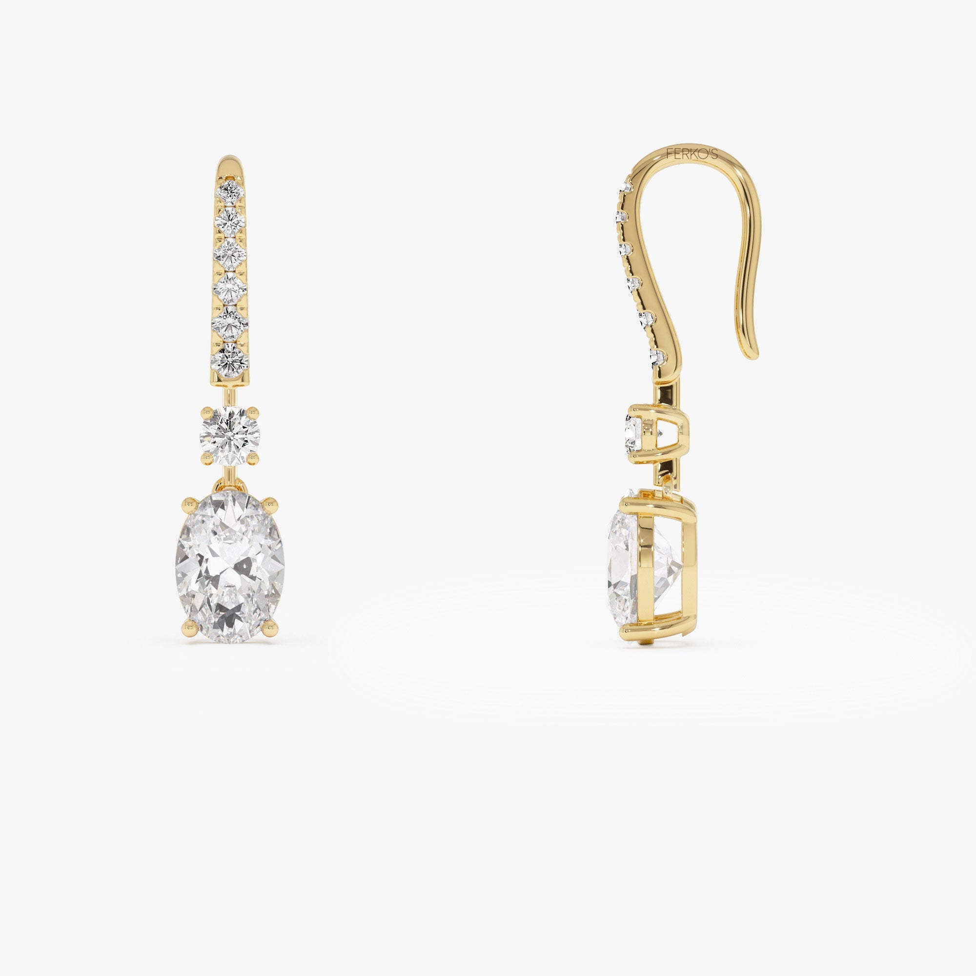OBFJ0366 - 2.55 Ctw  14k Oval and Round Shape Lab Grown Diamond Drop Earrings - Diva 5