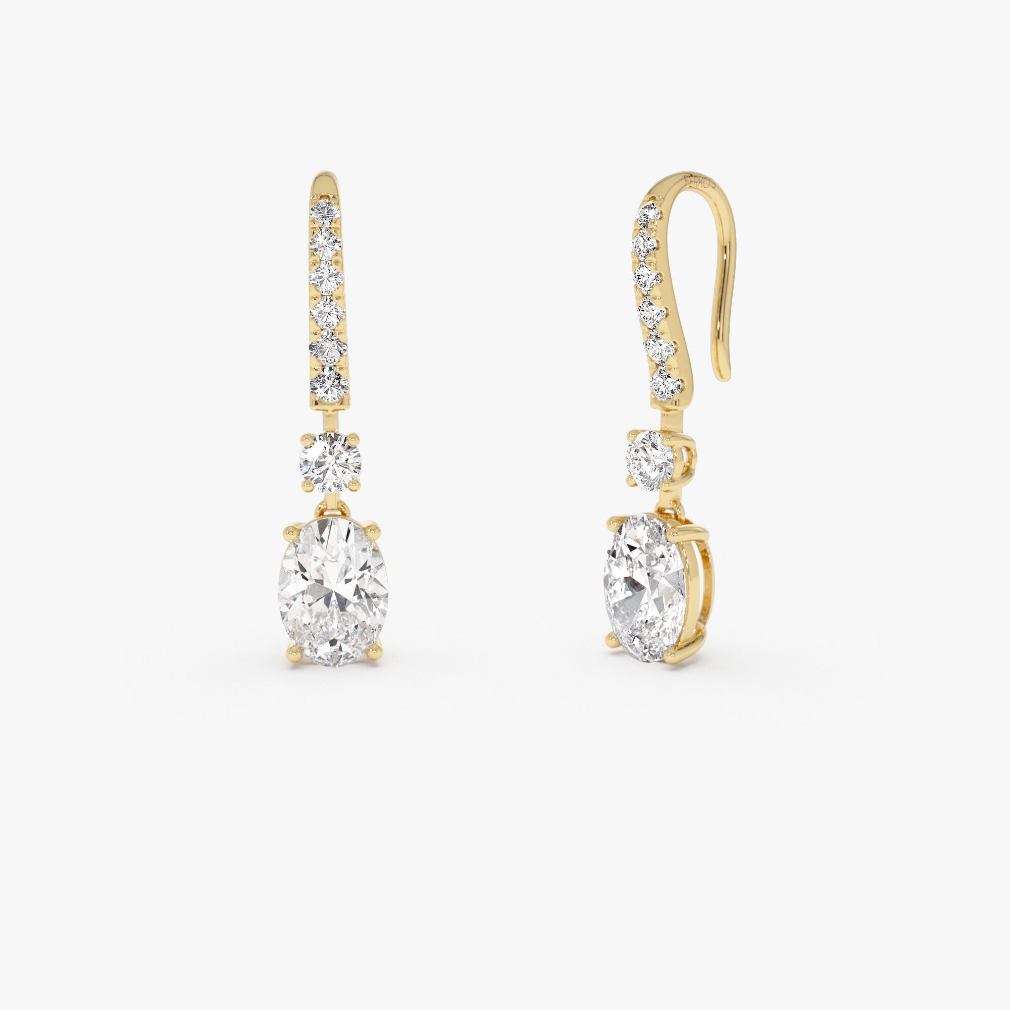 OBFJ0366 - 2.55 Ctw  14k Oval and Round Shape Lab Grown Diamond Drop Earrings - Diva 1