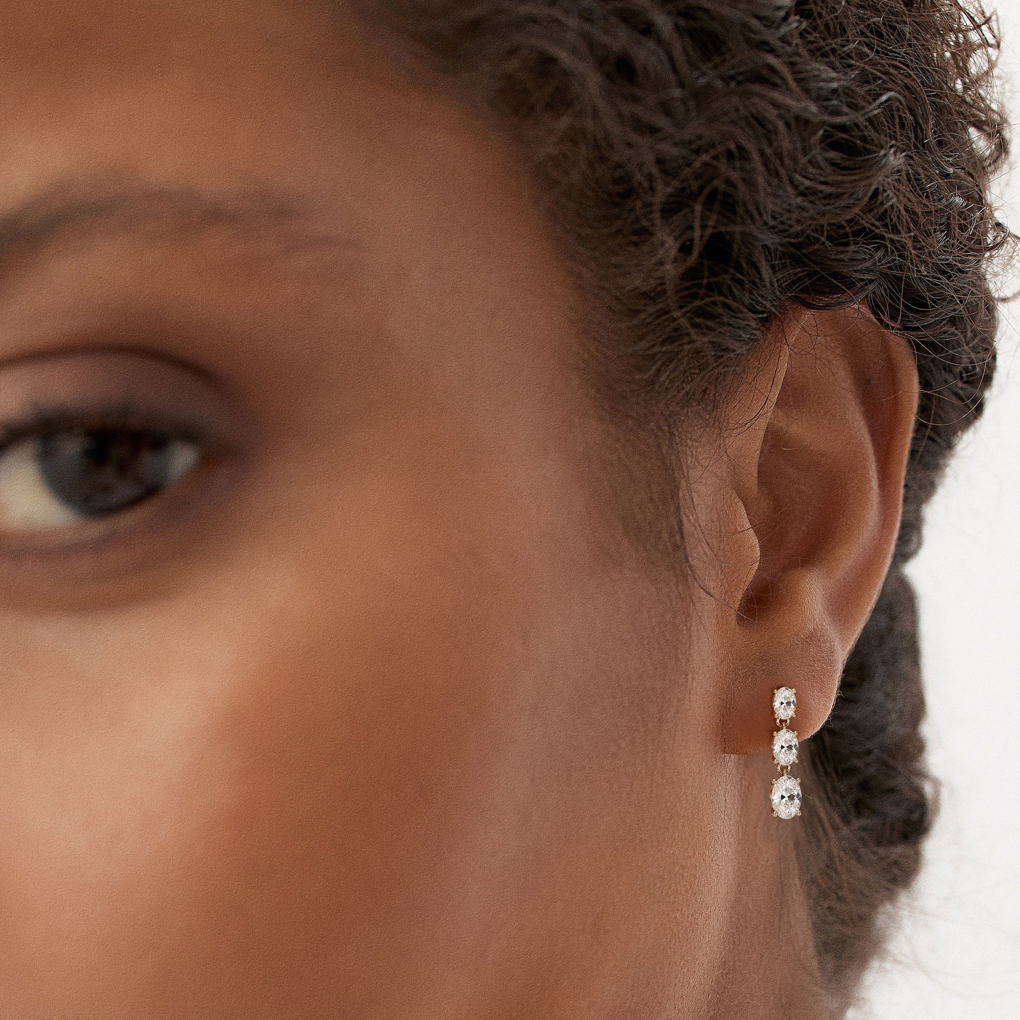 OBFJ0339 - 2.00 Ctw 14k Oval Shape Lab Grown Diamond Dangling Earrings - Zara 3