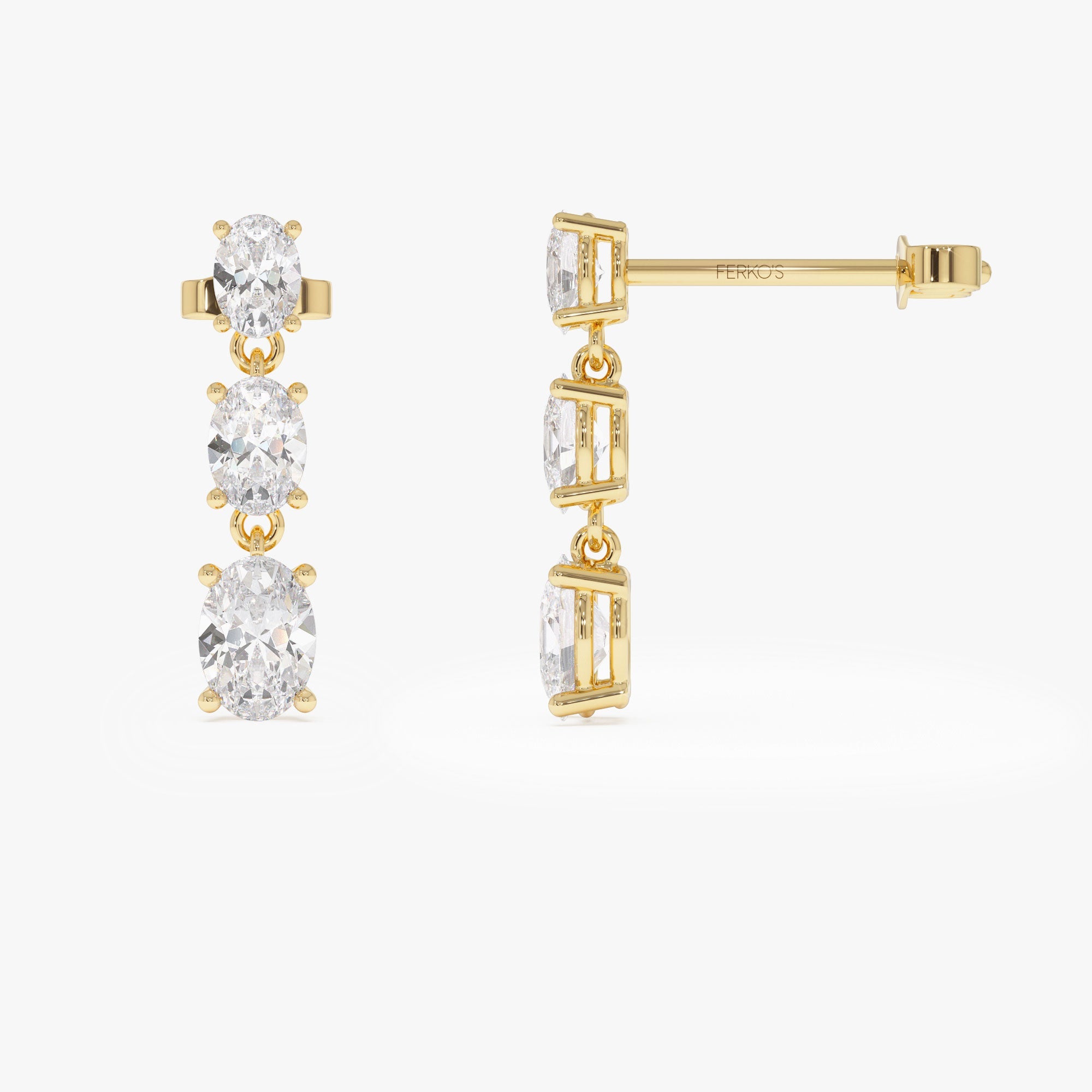 OBFJ0339 - 2.00 Ctw 14k Oval Shape Lab Grown Diamond Dangling Earrings - Zara 5