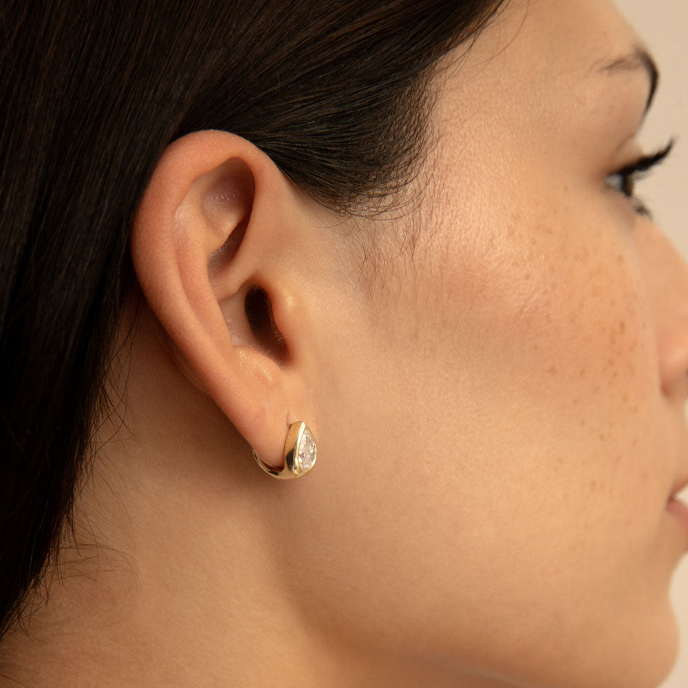 OBFJ0296 - 1.55 Ctw 14K Pear Lab Diamond Bezel Statement Stud Earrings - Adina 3