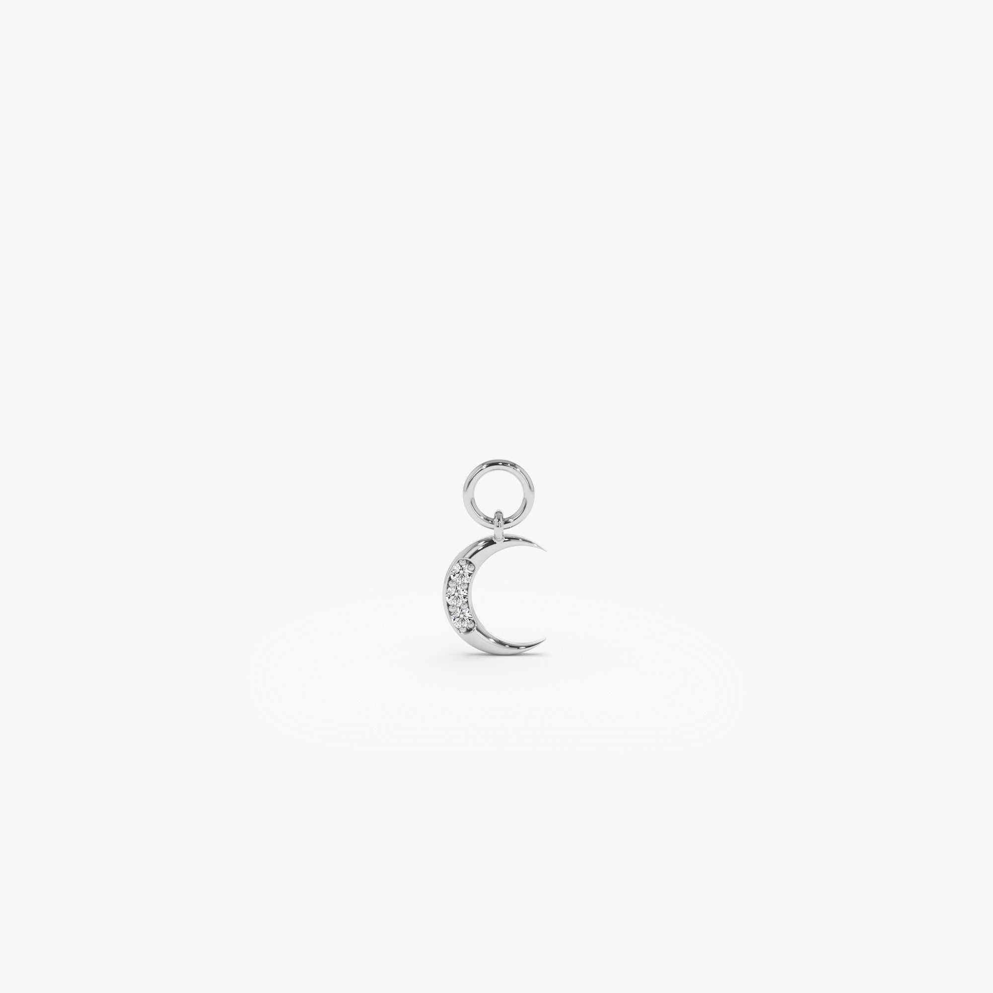 OBFJ1069 - 14k Diamond Crescent Hoop Charm 3