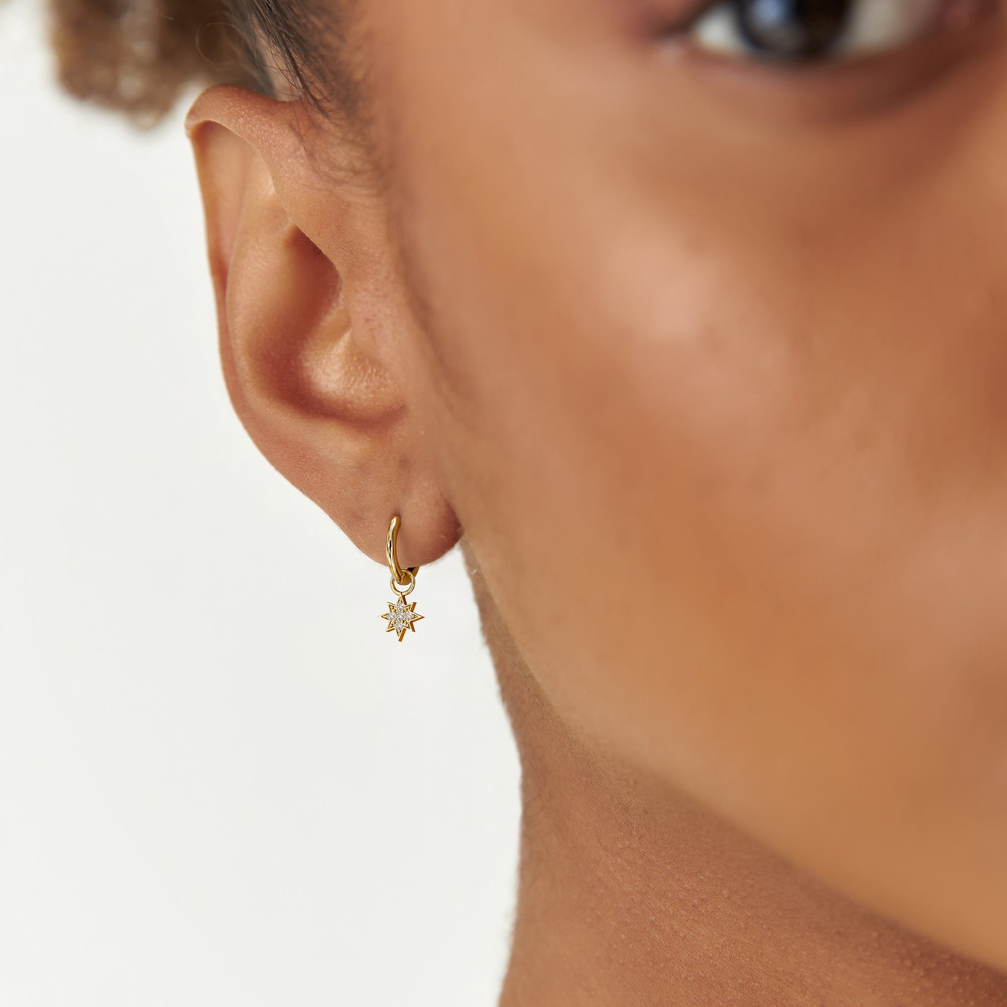 OBFJ1062 - 14k Diamond Star Hoop Charm 2