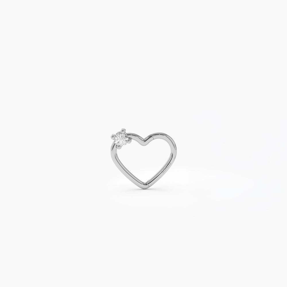 OBFJ0095 - 14K Gold Diamond Heart Eternity Hoop Earring 4
