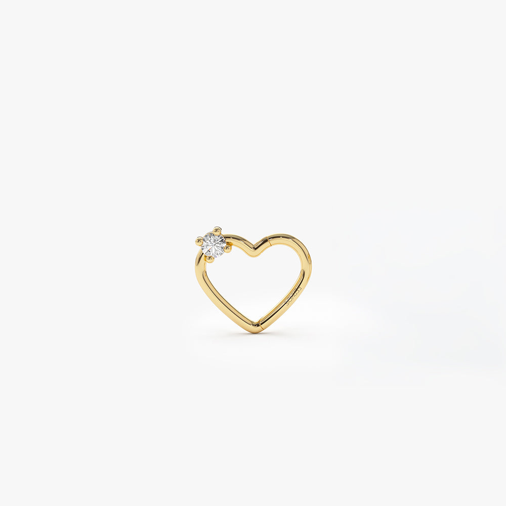 OBFJ0095 - 14K Gold Diamond Heart Eternity Hoop Earring 1