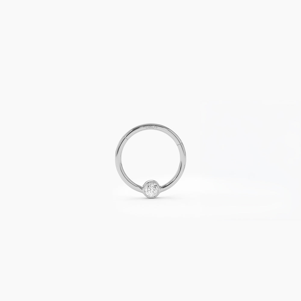 OBFJ0100 - 14K Gold Bezel Diamond Cartilage Hoop (Conch, Helix, Tragus) 4