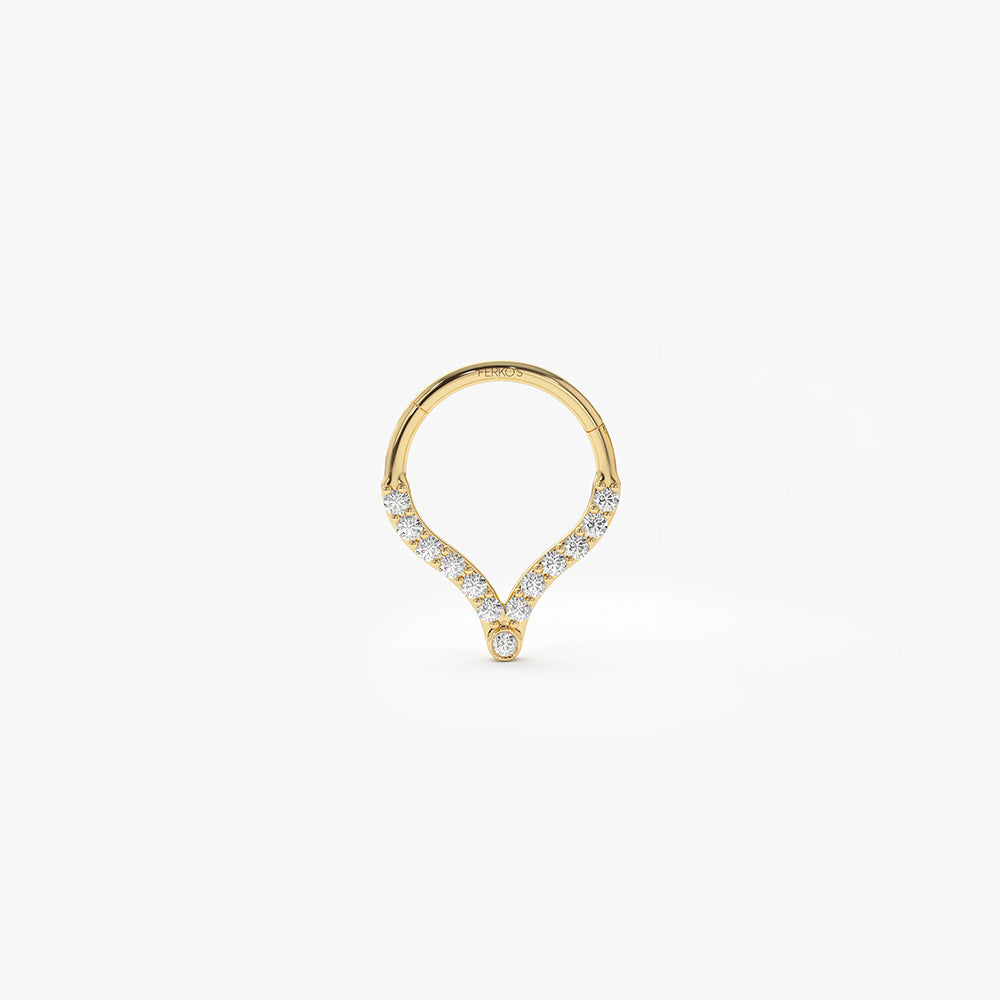 OBFJ0099 - 14K Gold Diamond Teardrop Cartilage Hoop (Conch, Helix, Tragus) 1