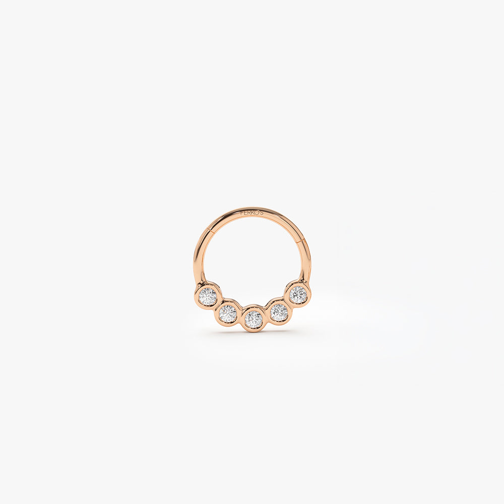OBFJ0097 - 14K Gold Diamond Cluster Cartilage Hoop (Conch, Helix, Tragus) 3