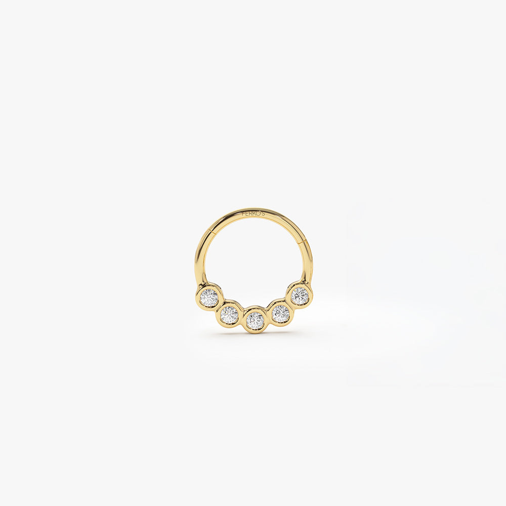 OBFJ0097 - 14K Gold Diamond Cluster Cartilage Hoop (Conch, Helix, Tragus) 1