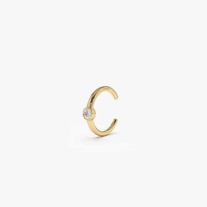 OBFJ0096 - 14K Gold Diamond Ear Cuff (No Piercing Required) 1