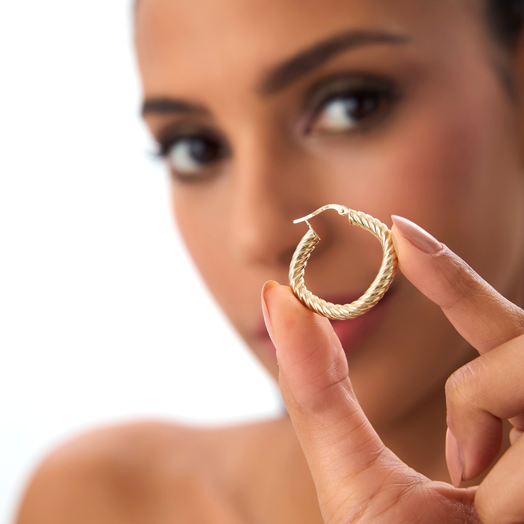 OBFJ0744 - 14k Twisted Rope Squared off Hoop Earrings 4