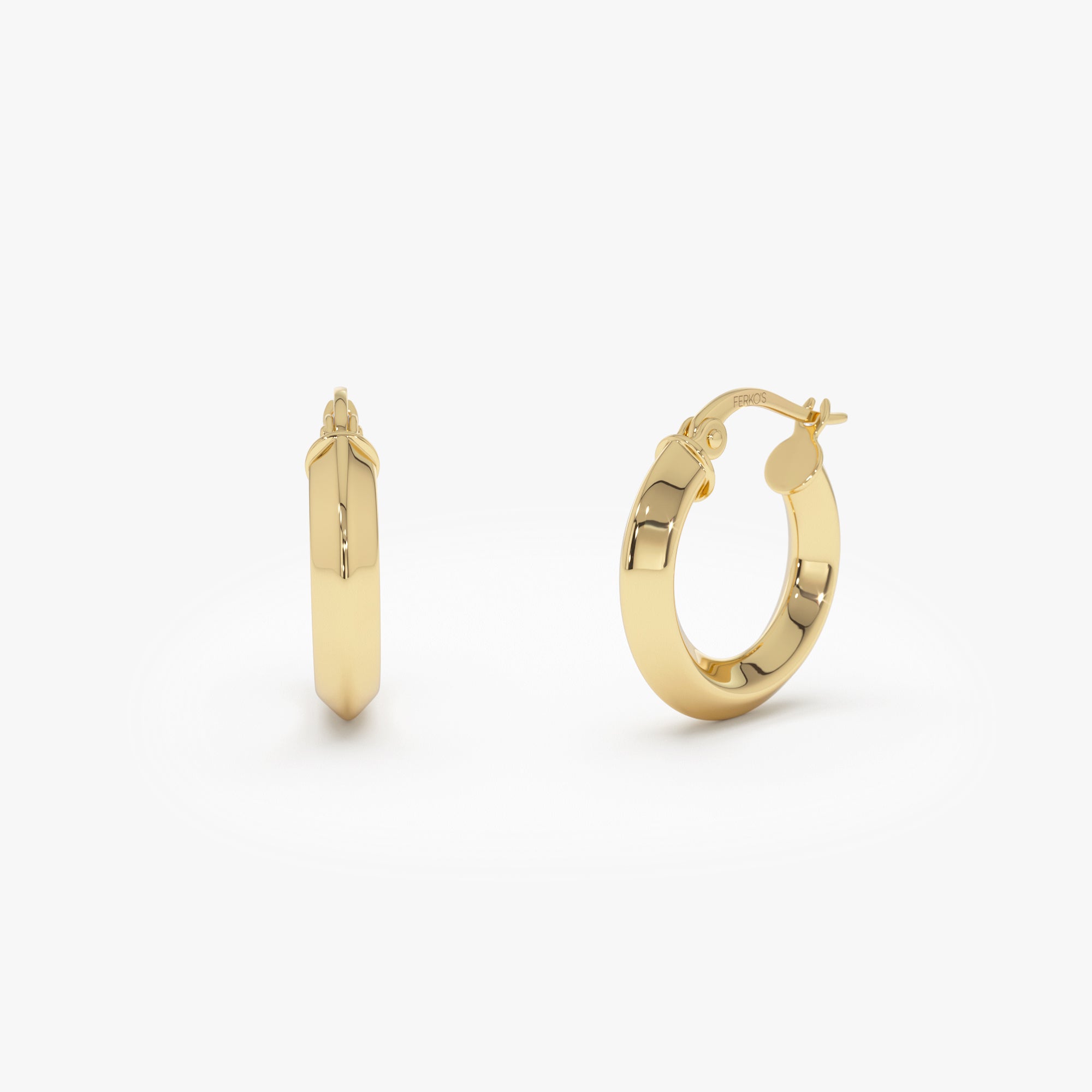 OBFJ0776 - 14k Mirror Finish Hoop Earrings 1