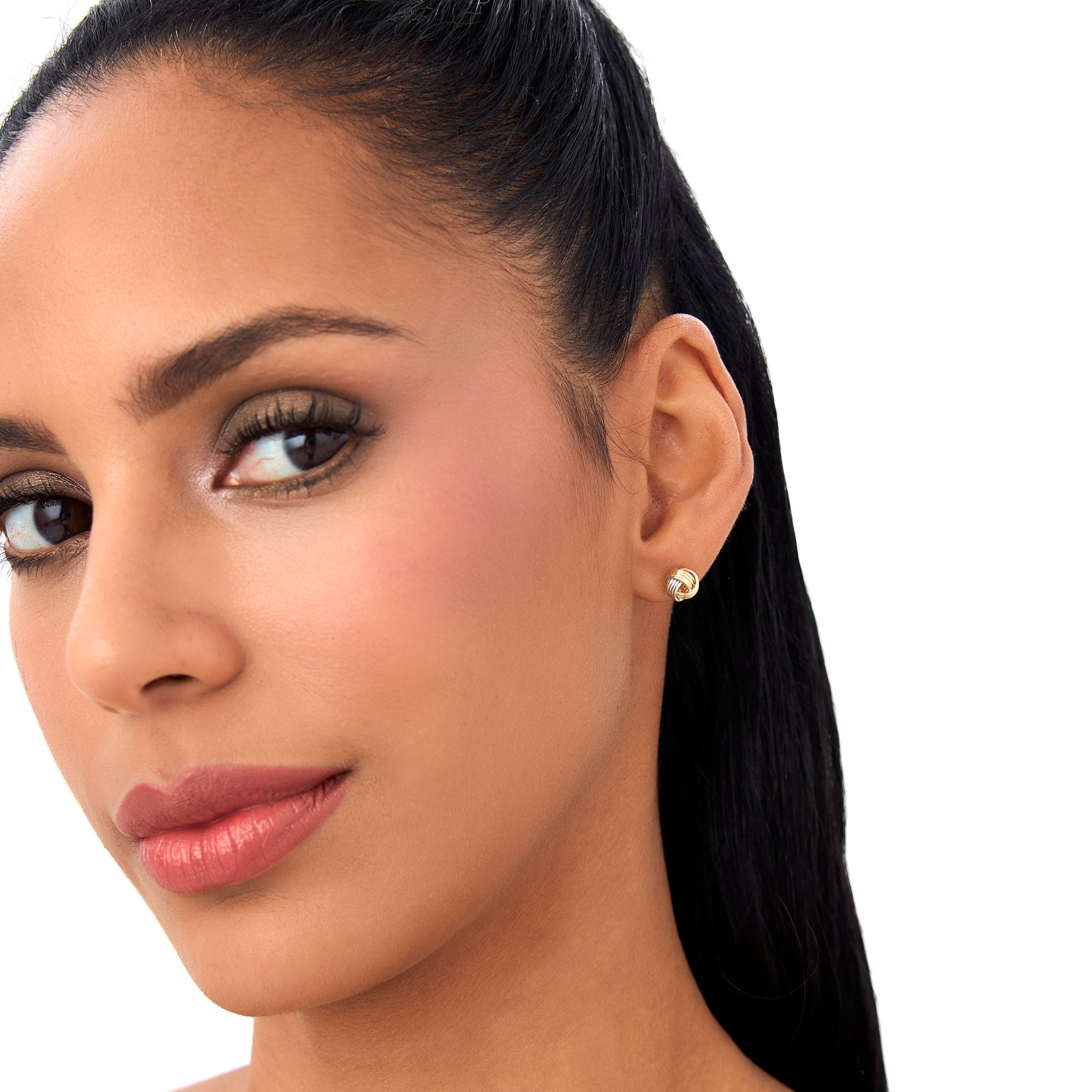 OBFJ0763 - 14k Two-Tone Gold Knot Earrings 4