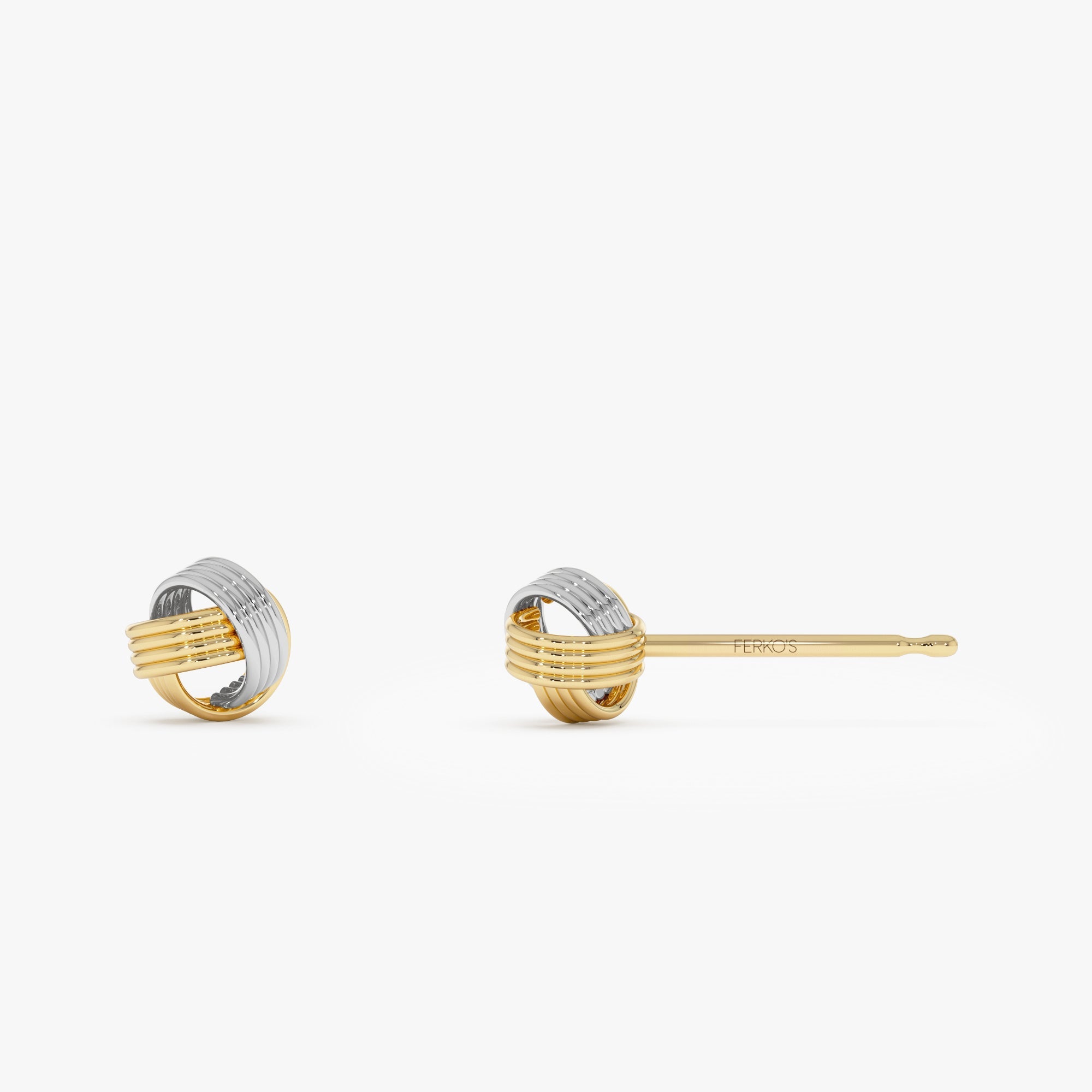 OBFJ0763 - 14k Two-Tone Gold Knot Earrings 6