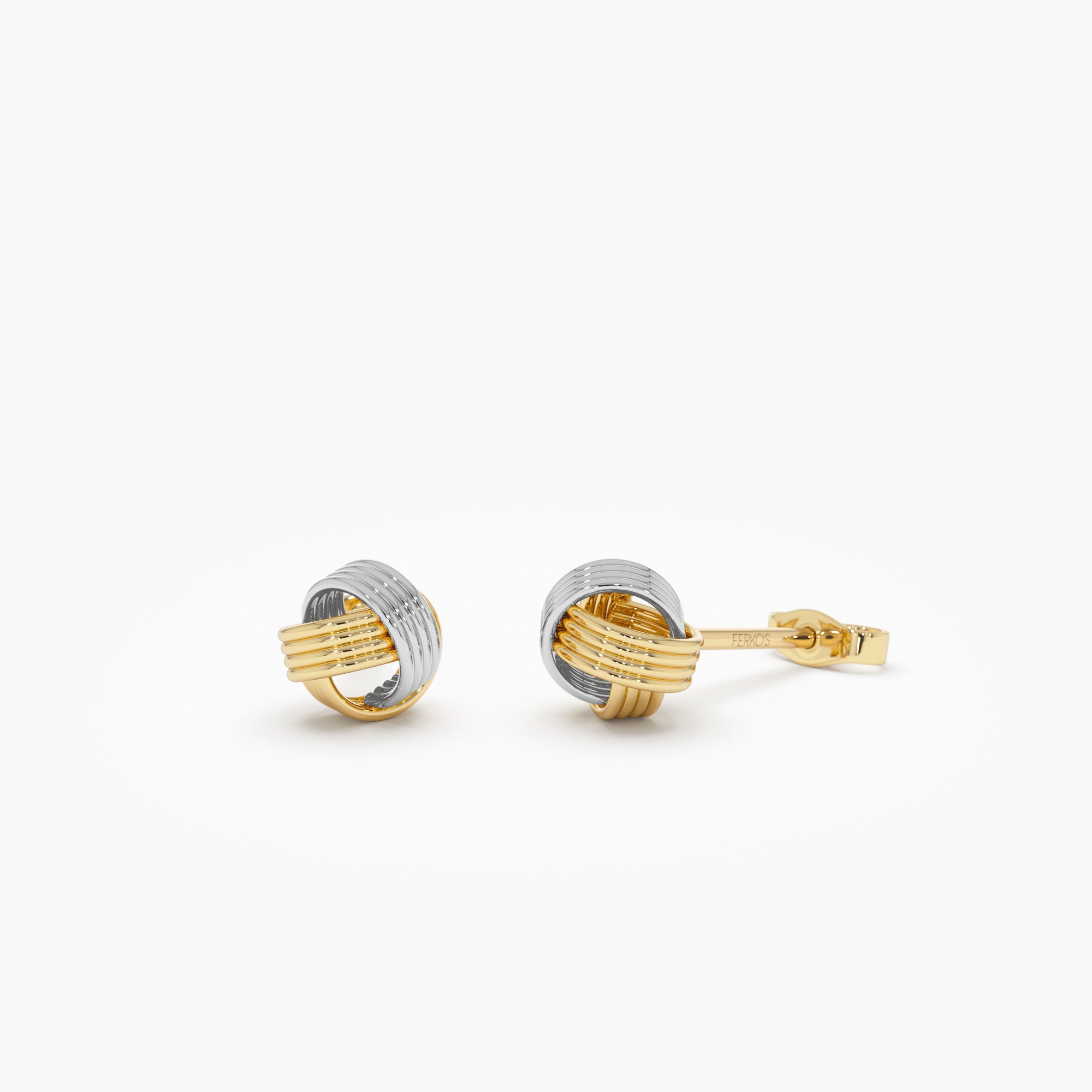 OBFJ0763 - 14k Two-Tone Gold Knot Earrings 1