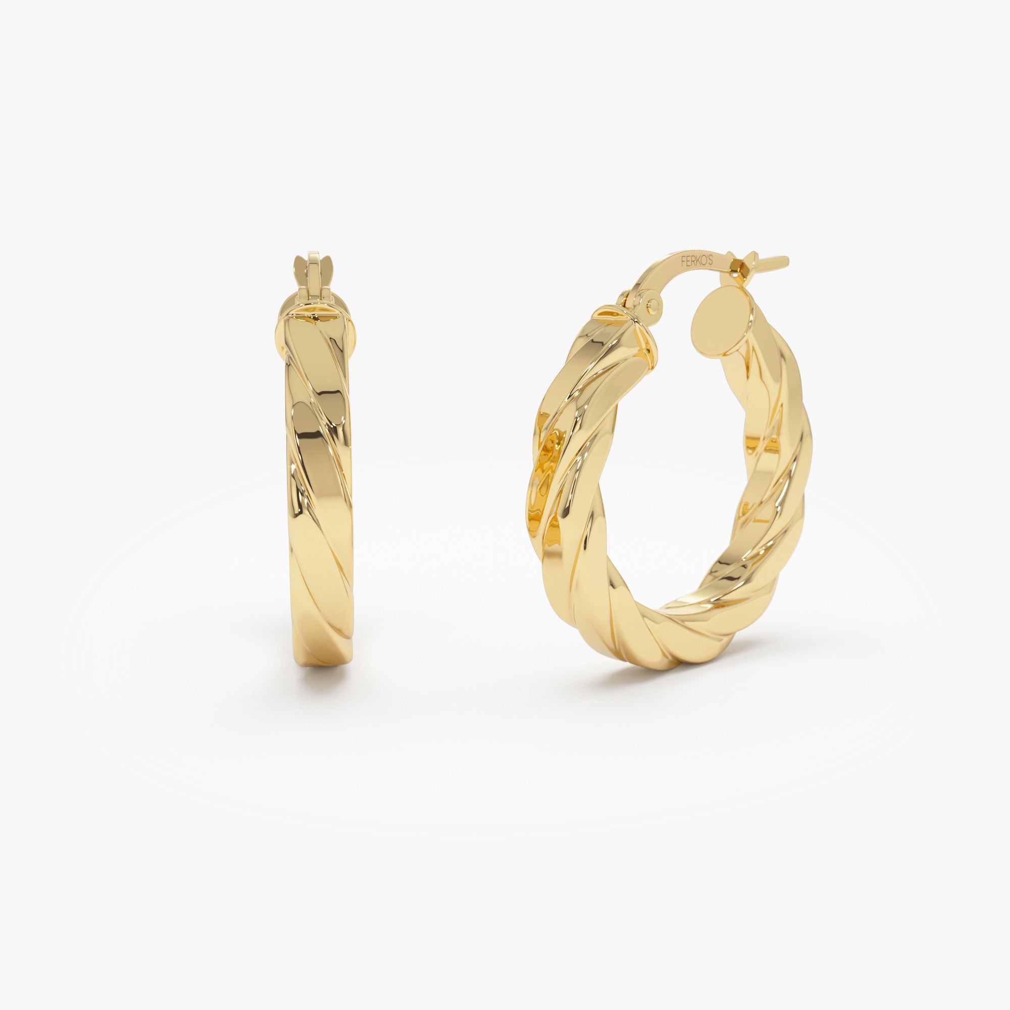 OBFJ0772 - 14k Bold Braided Hoop Earrings for Women 1