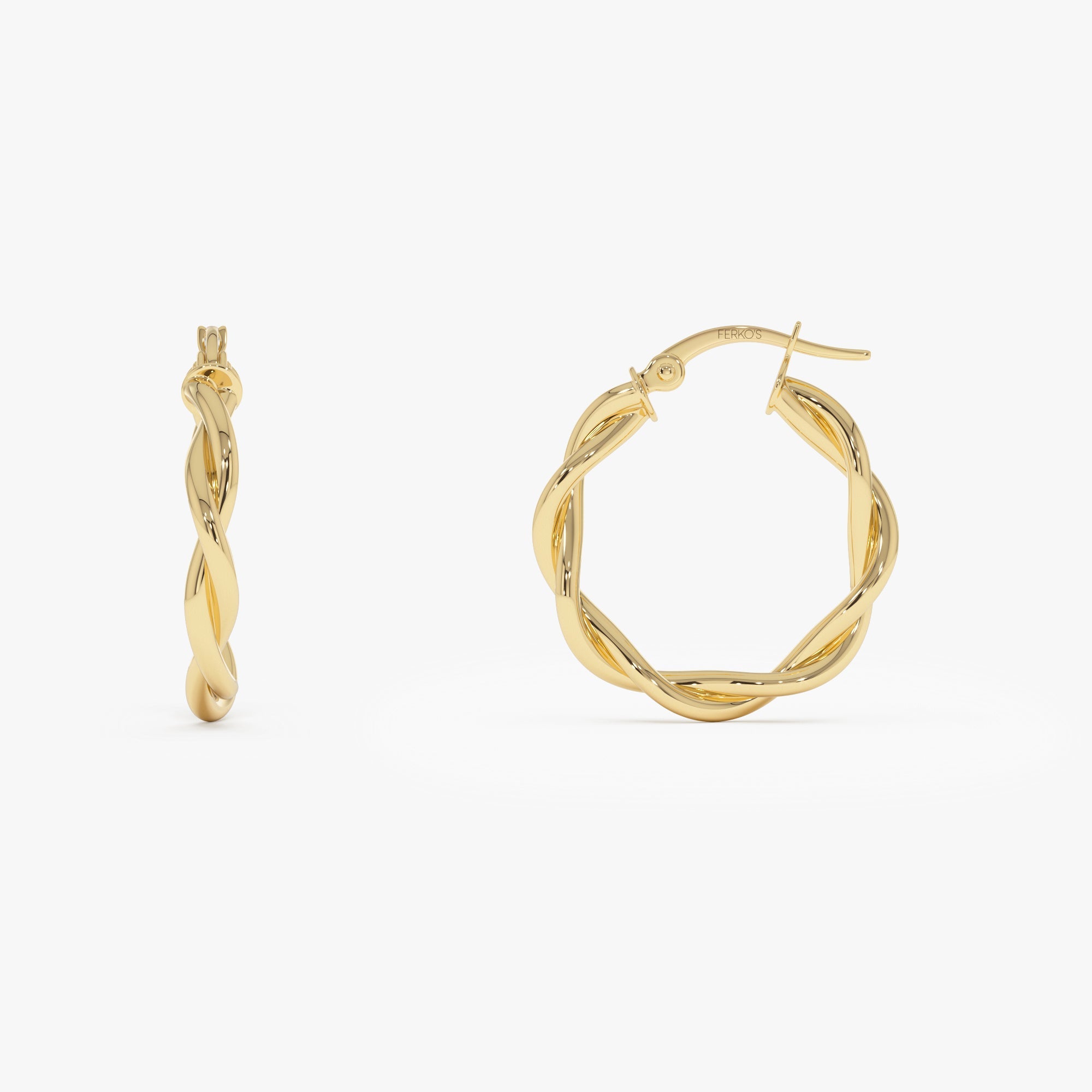 OBFJ0774 - 14k Braided Hoop Earrings 20MM 7
