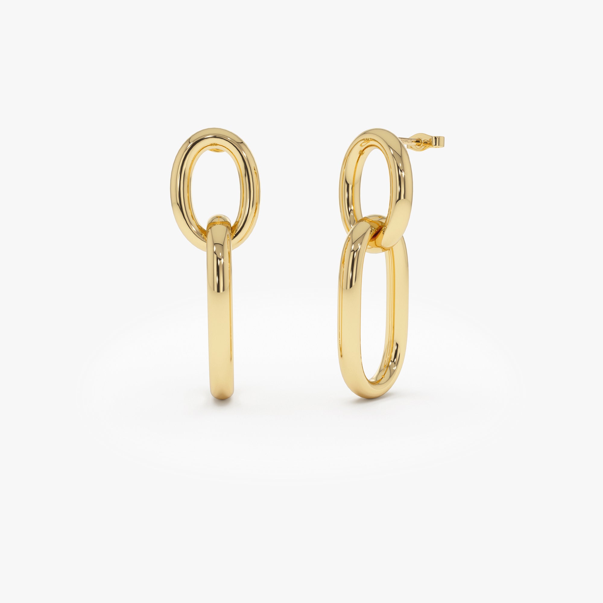 OBFJ0764 - 14k Double Link Dangle Earrings 1