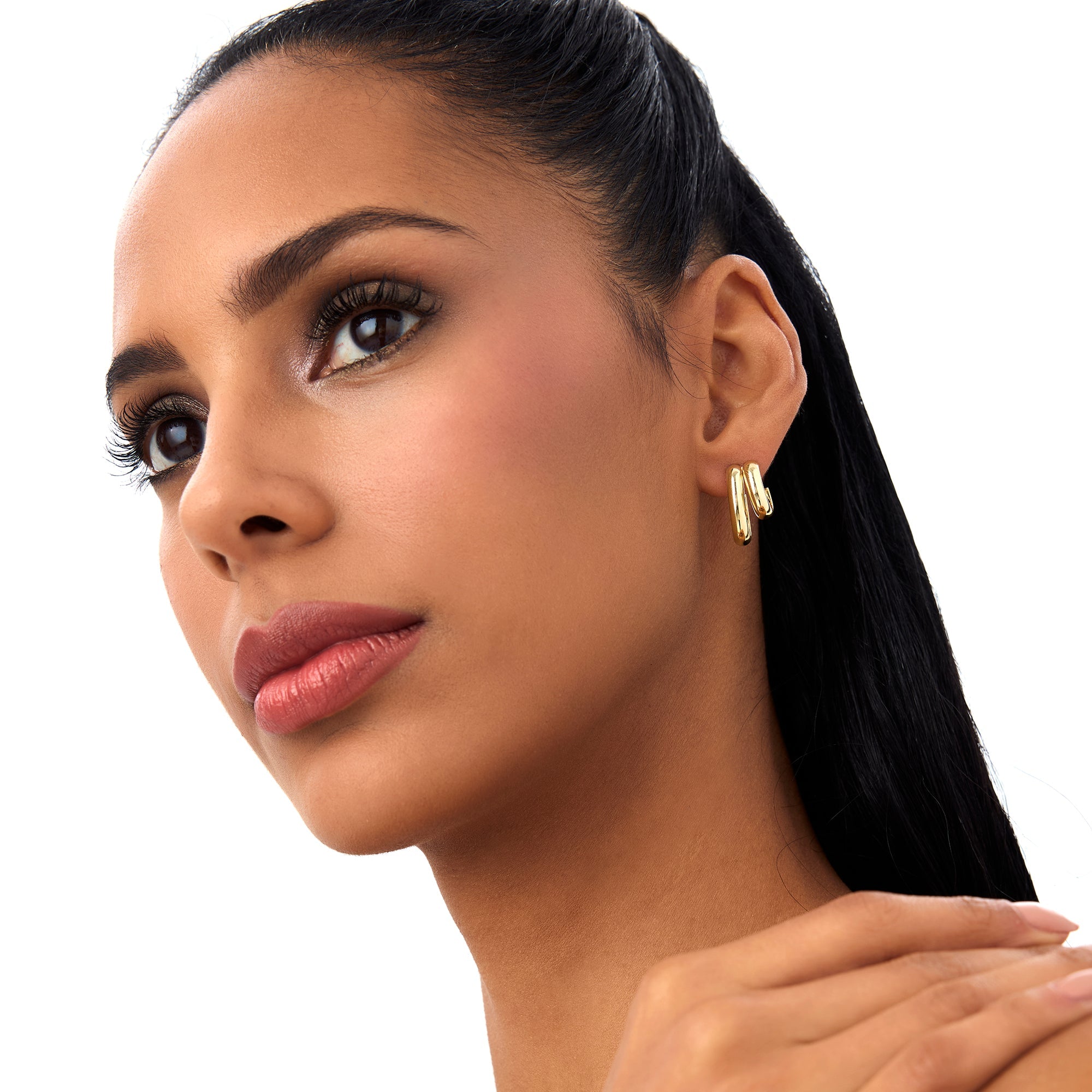 OBFJ0762 - 14k Modern Double Hoop Earrings 2