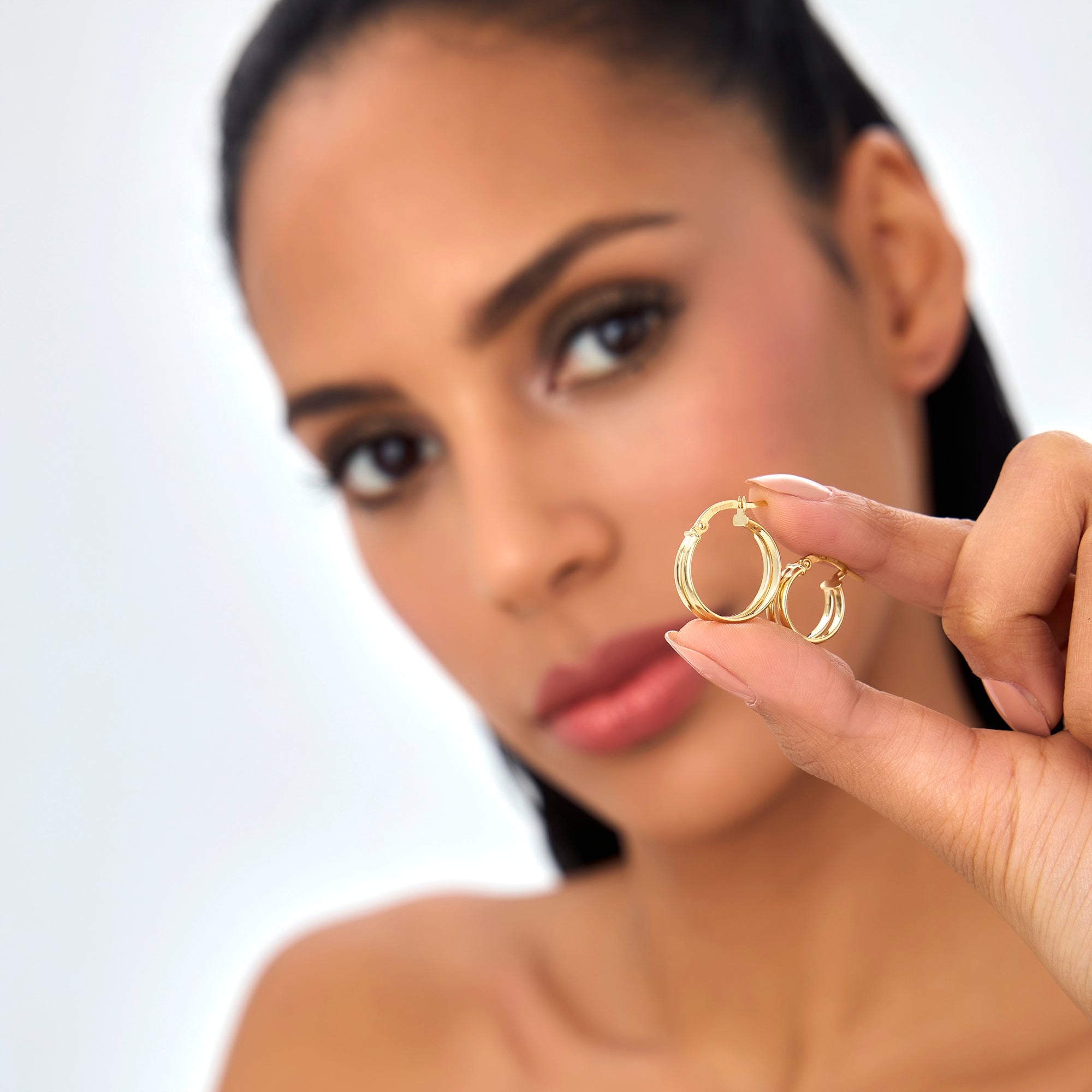 OBFJ0697 - 14K Gold 16MM Dual Row Hoops 2