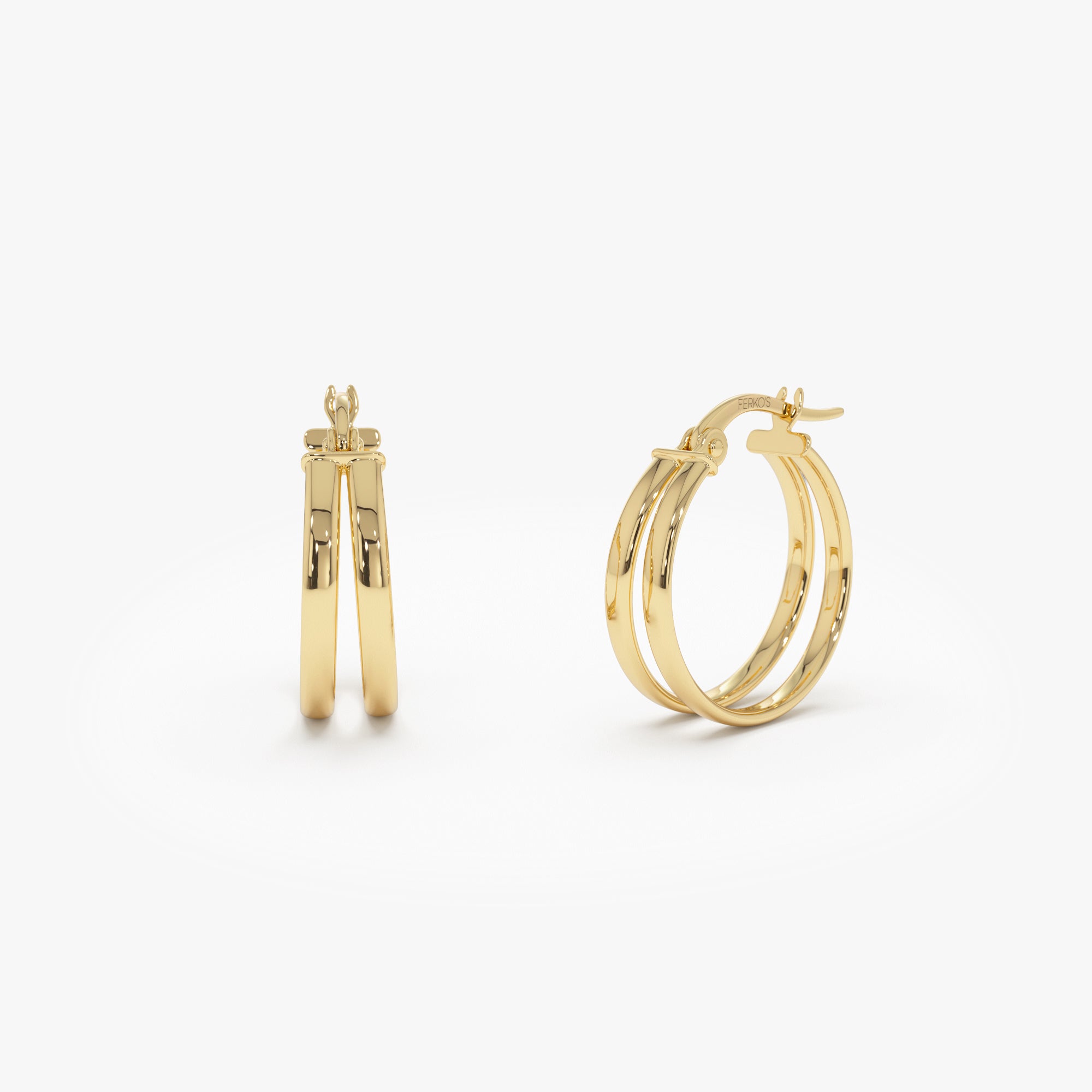 OBFJ0697 - 14K Gold 16MM Dual Row Hoops 1