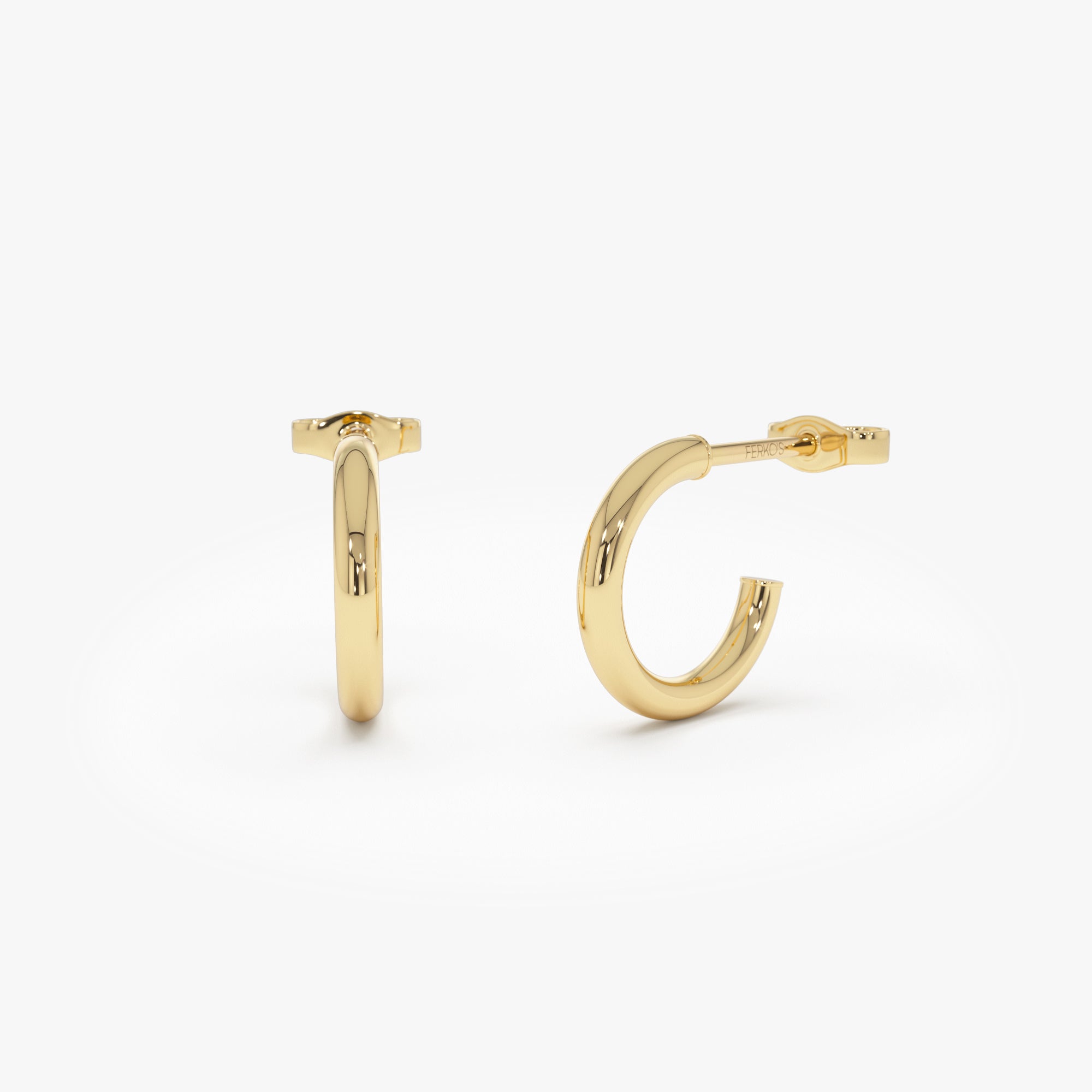 OBFJ0742 - 14K 2MM Dainty Gold Hoops 1