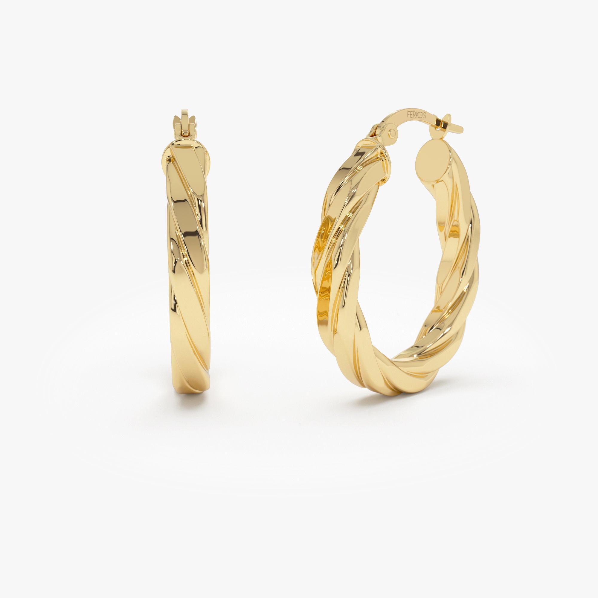 OBFJ0777 - 14k Bold Twisted Oval Hoops 1