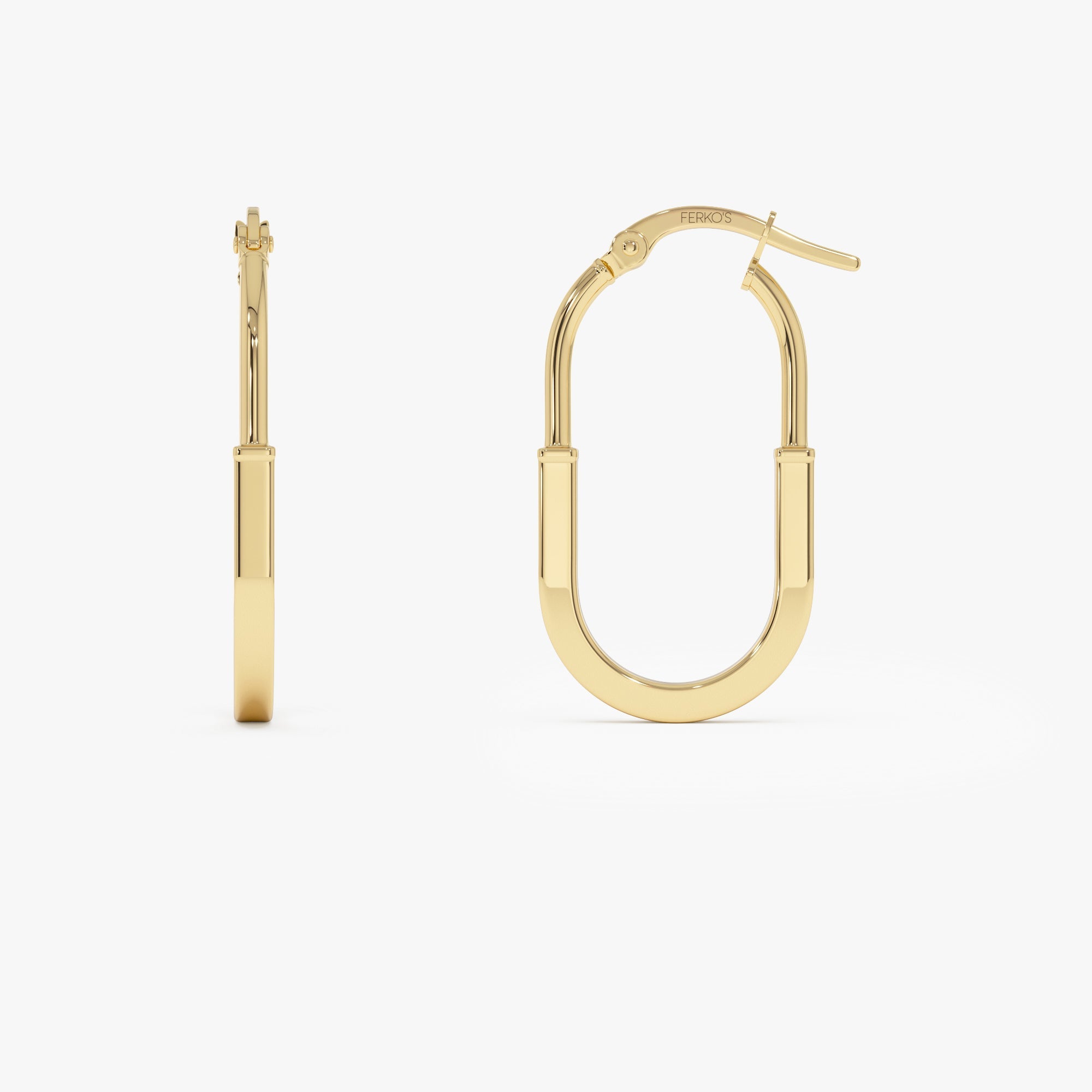 OBFJ0701 - 14K Gold Flat Edge Hoop Earrings 9