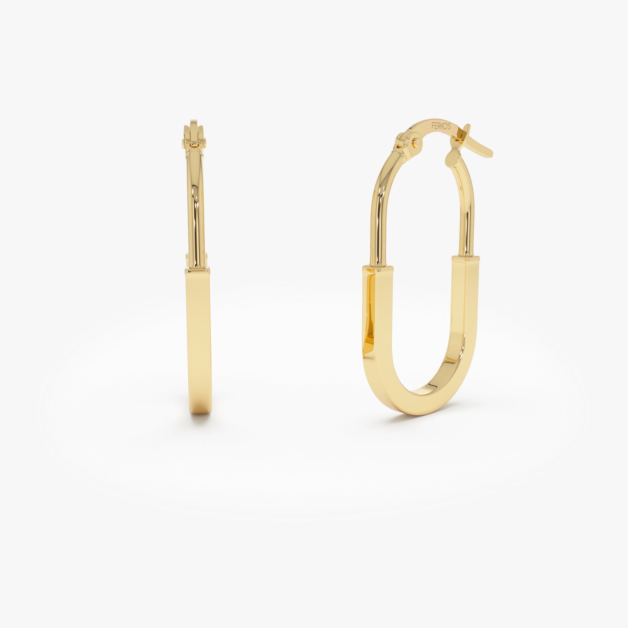OBFJ0701 - 14K Gold Flat Edge Hoop Earrings 1