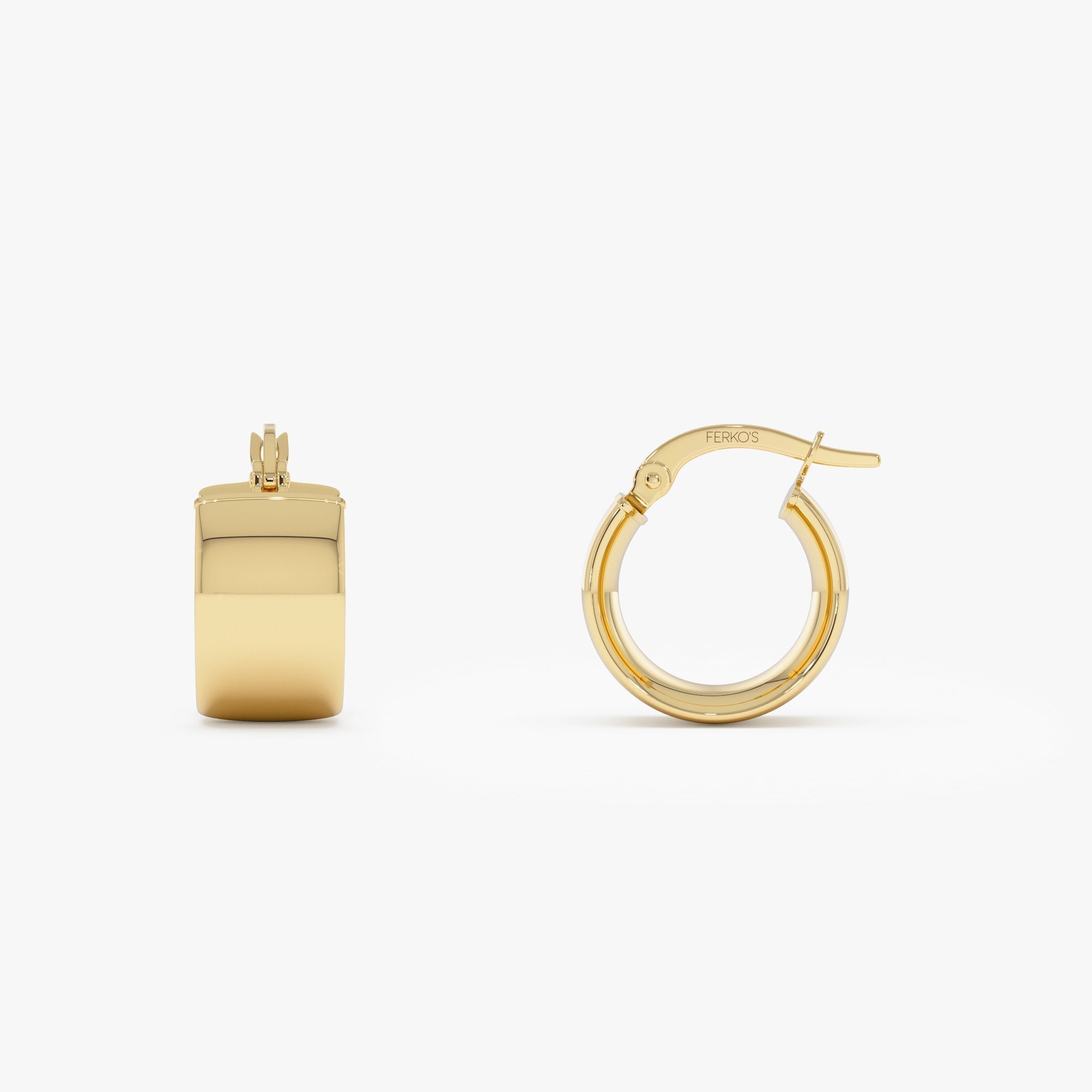 OBFJ0699 - 14K Gold 8MM Wide Hoop Earrings 6