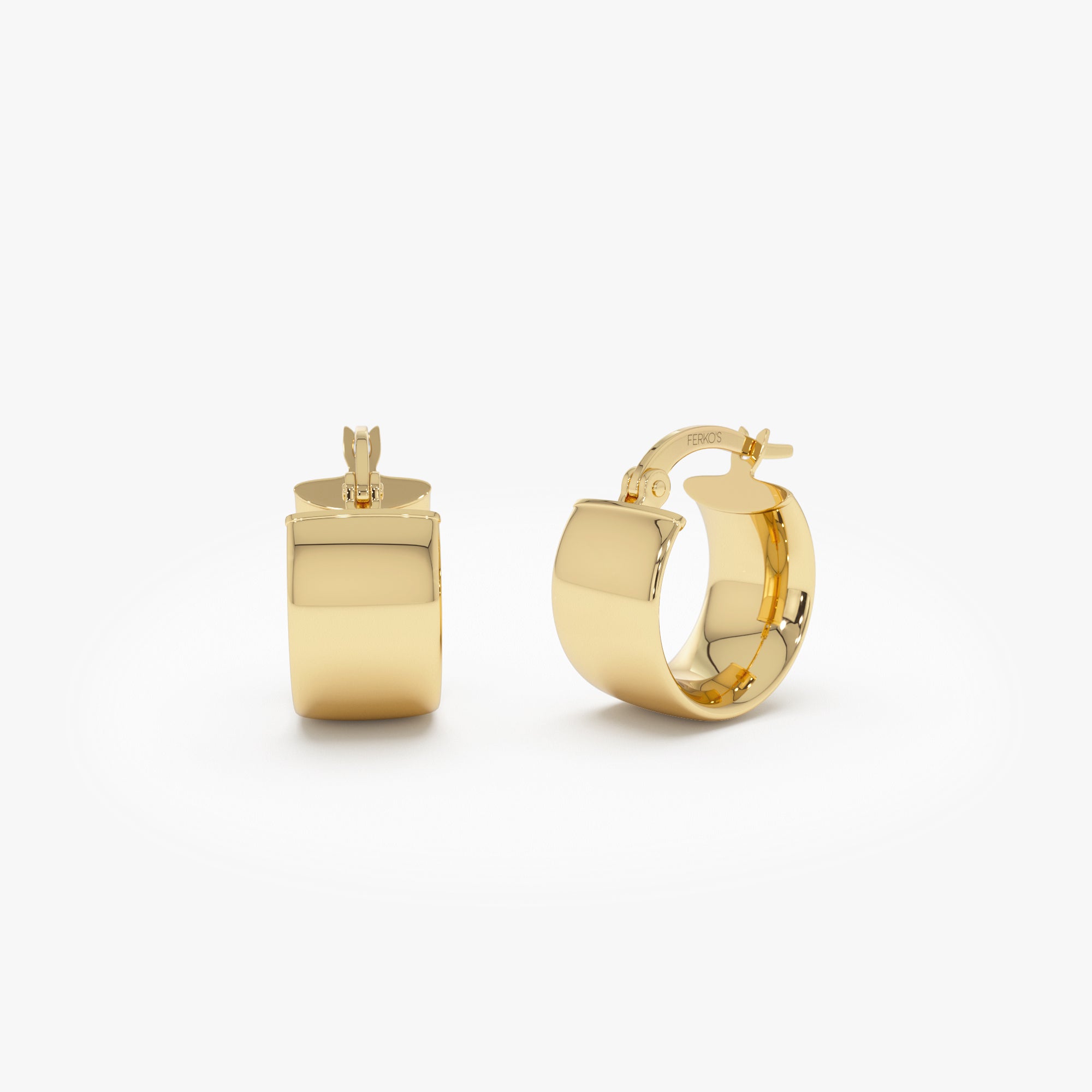 OBFJ0699 - 14K Gold 8MM Wide Hoop Earrings 1