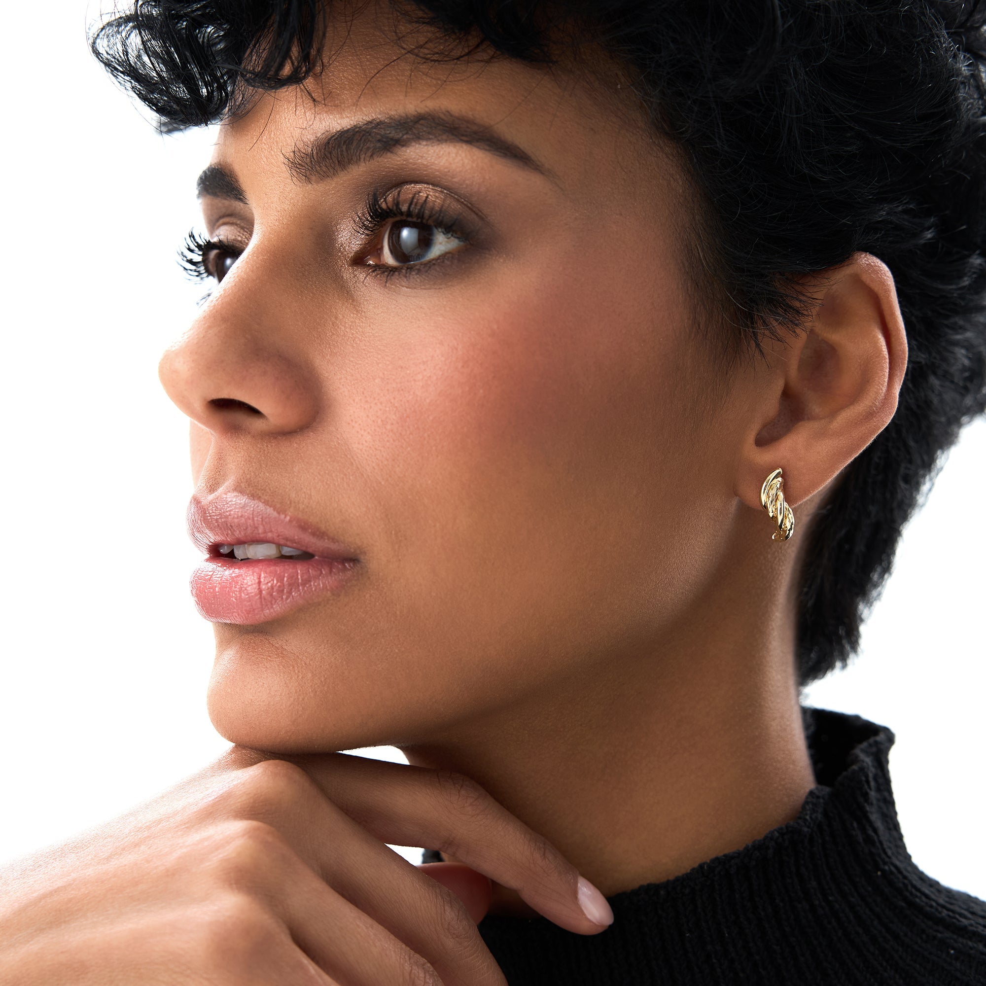 OBFJ0695 - 14K Gold Twisted Curve Earrings 3