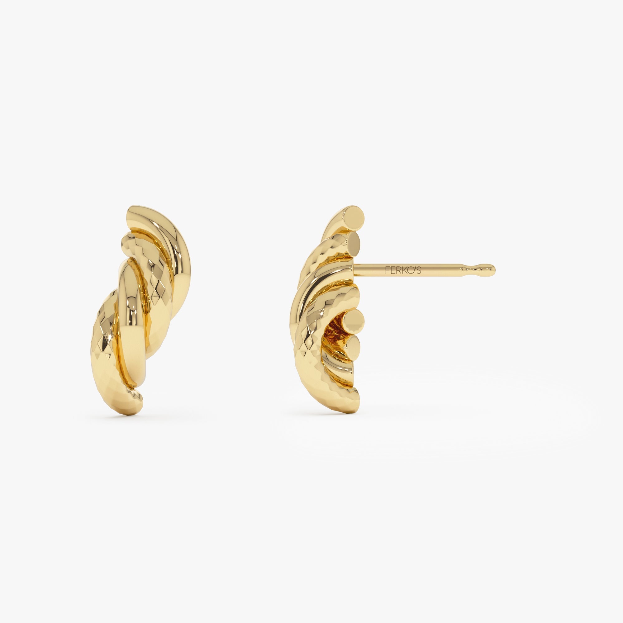 OBFJ0695 - 14K Gold Twisted Curve Earrings 5