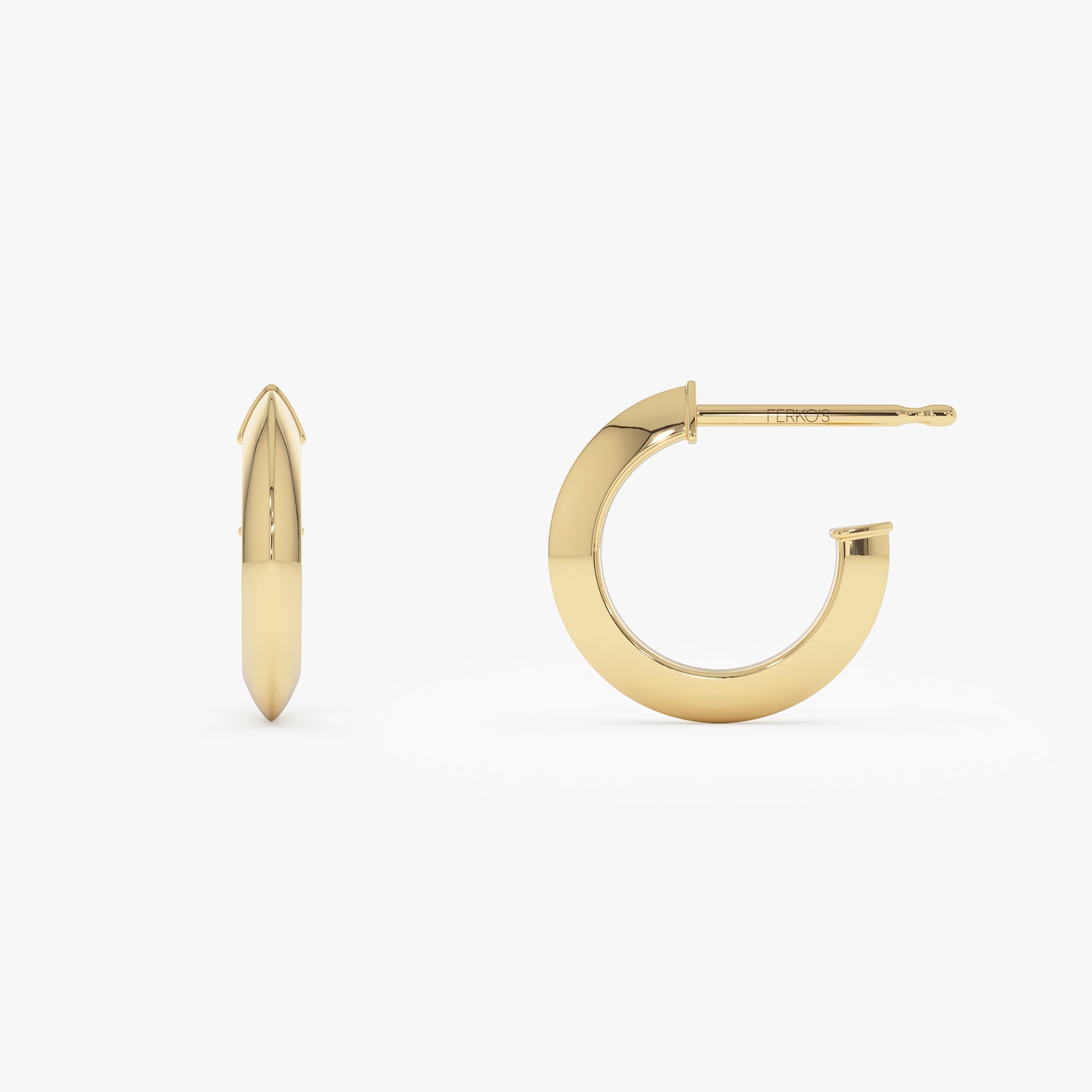 OBFJ0539 - 14K Knife Edge Hoop Earrings 7