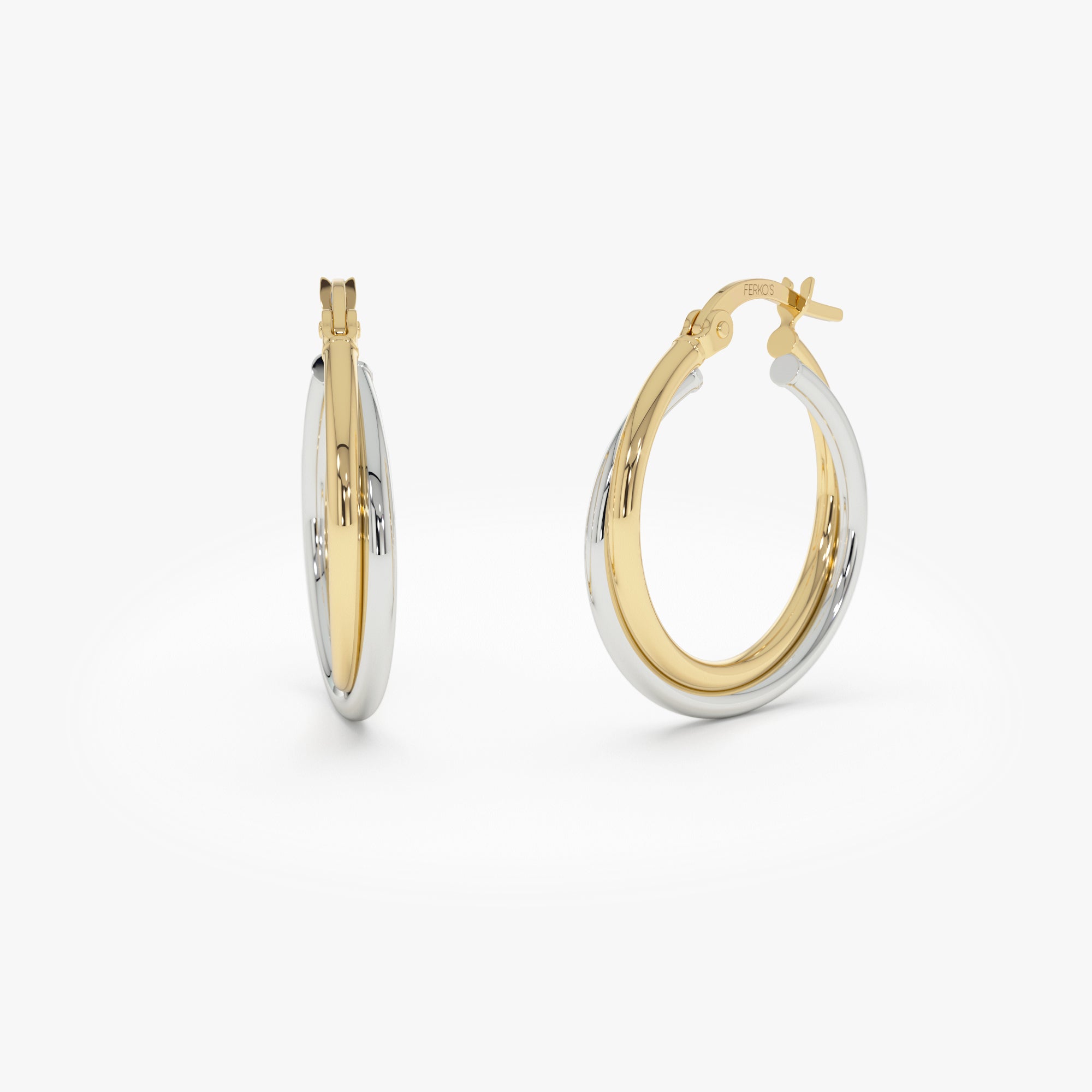 OBFJ0324 - 14k Two Tone Gold 20MM Hoop Earrings 1