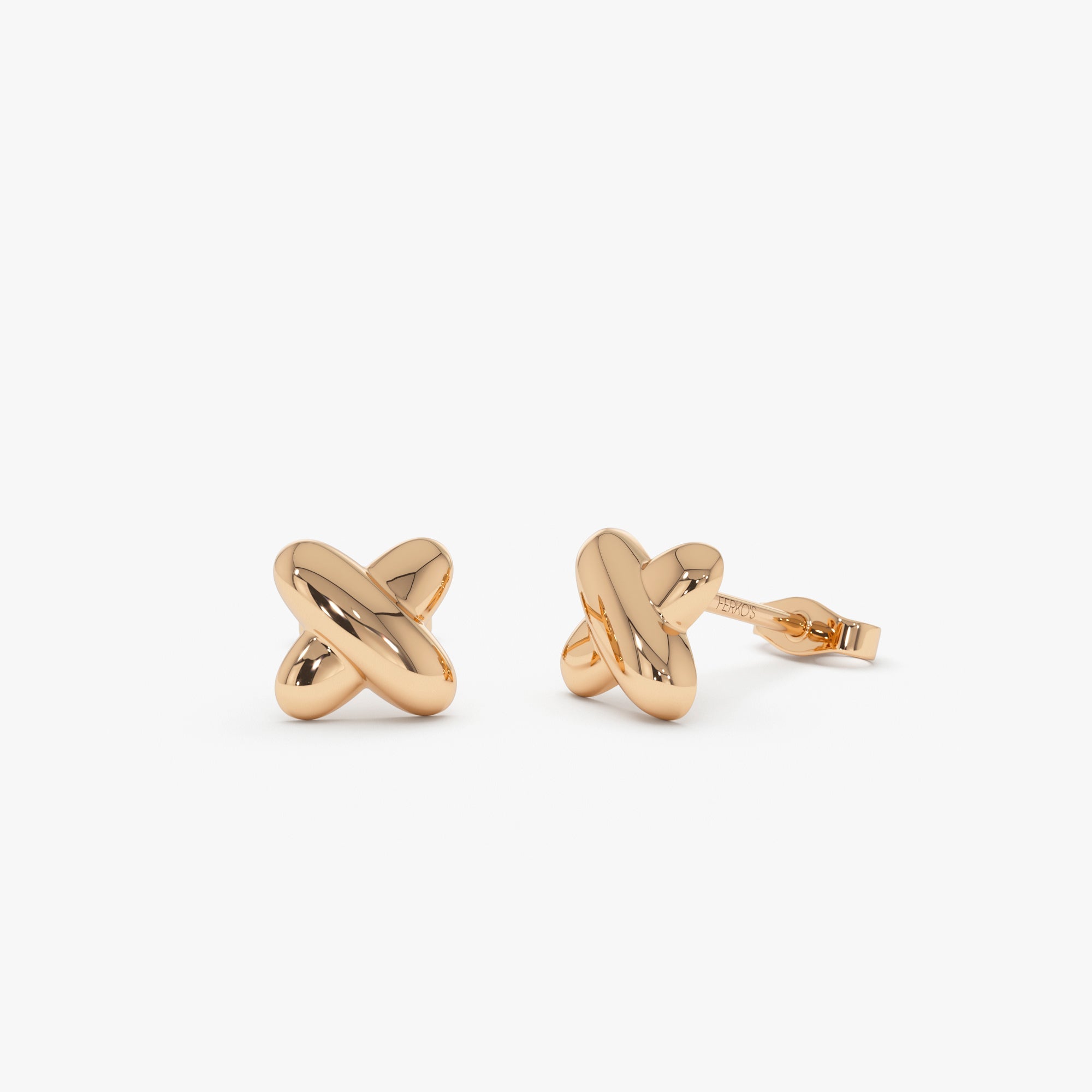 OBFJ0514 - 14K Gold X Stud Earrings 6