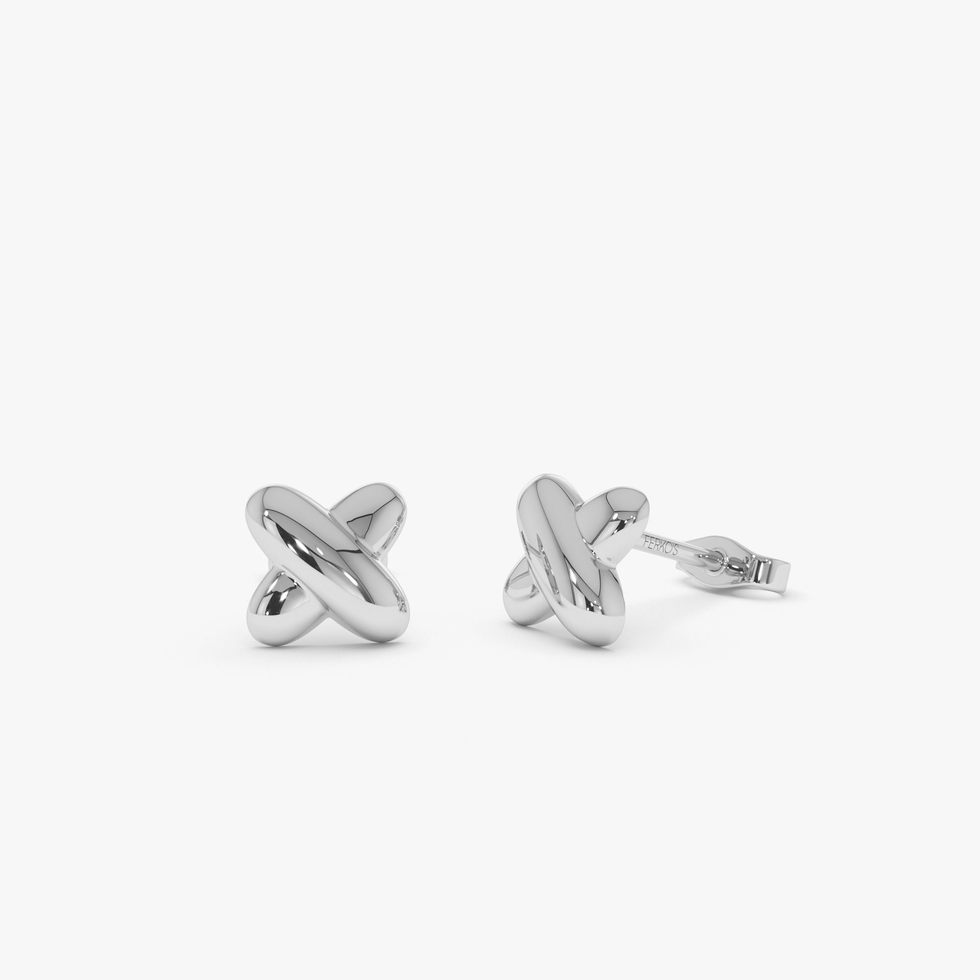 OBFJ0514 - 14K Gold X Stud Earrings 7