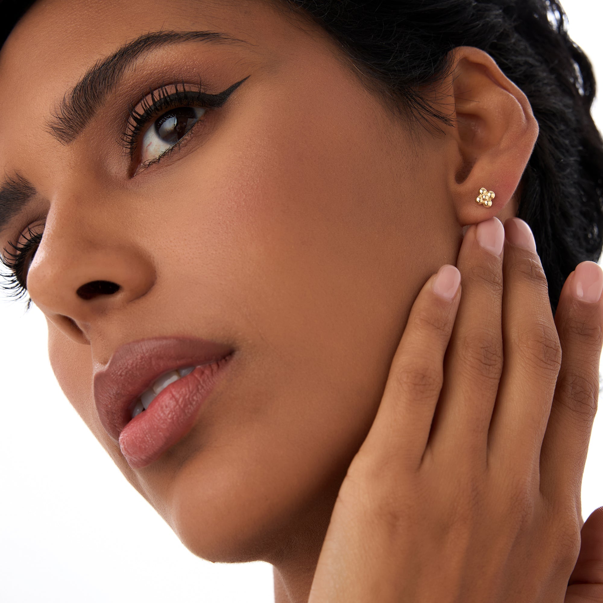 OBFJ0446 - 14K Bubble Cluster Stud Earrings 4