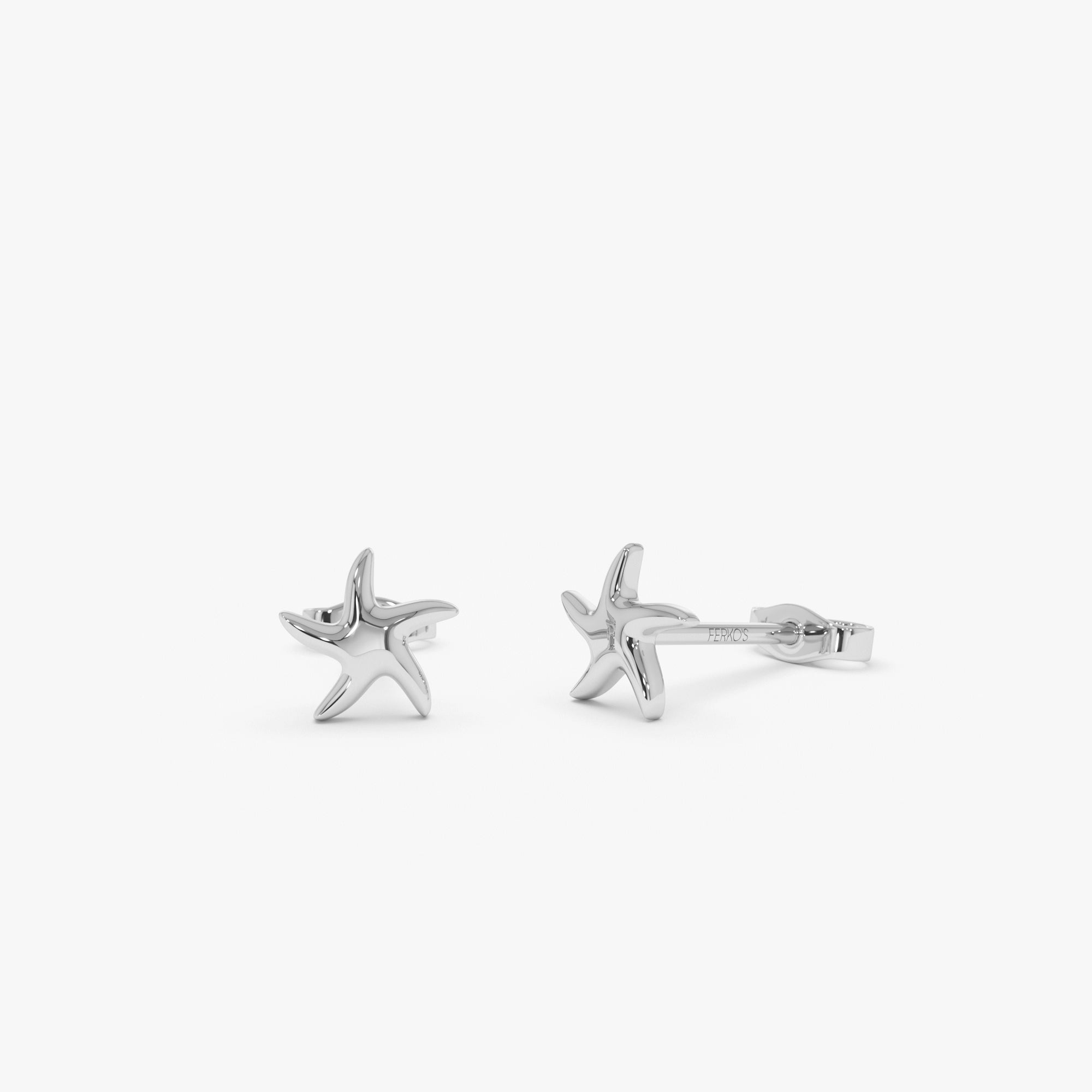 OBFJ0448 - 14K Gold Starfish Stud Earrings 6