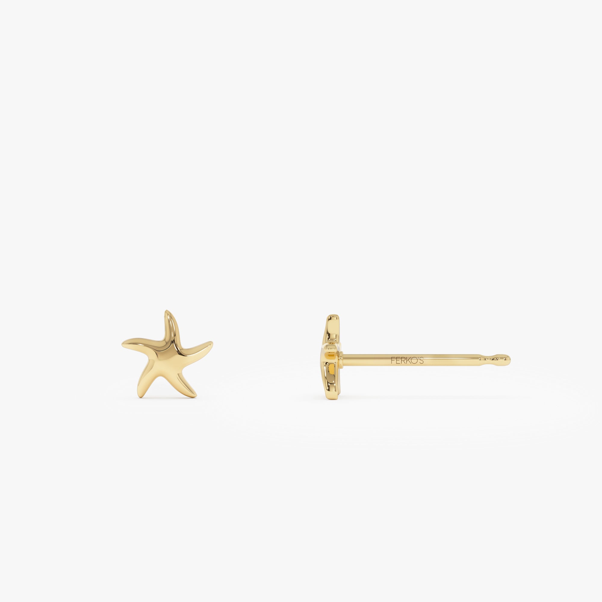 OBFJ0448 - 14K Gold Starfish Stud Earrings 8