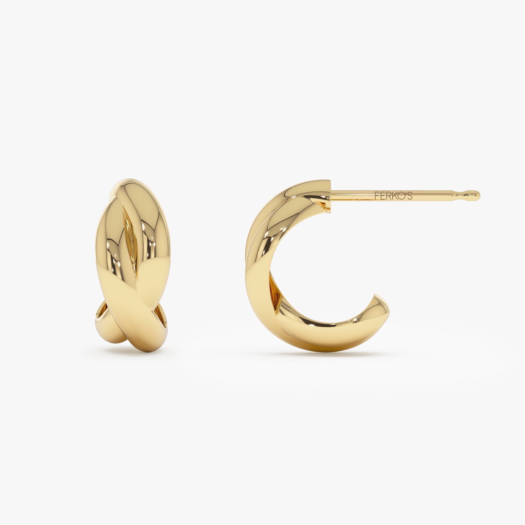 OBFJ0449 - 14K Gold Chunky Twisted Hoop Earrings 7