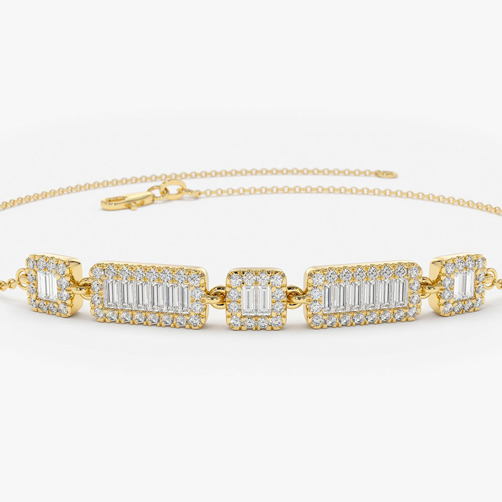 OBFJ1970 - Baguette and Round Diamond Bracelet bracelets in selectable metal and diamond options - Roselle Jewelry view 9