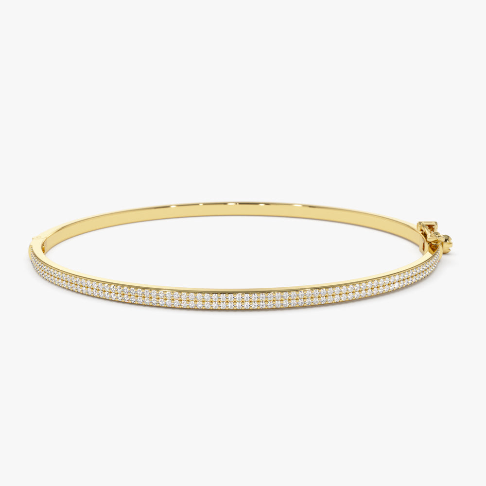 OBFJ1521 - 14k Two Row Pave Diamond Bangle Bracelet 1