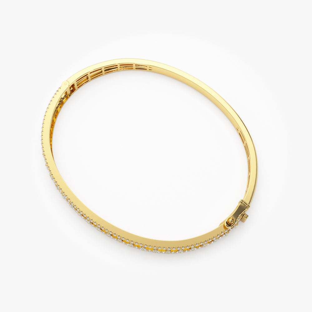 OBFJ1519 - 14K Baguette & Round Diamond Bangle Bracelet 9