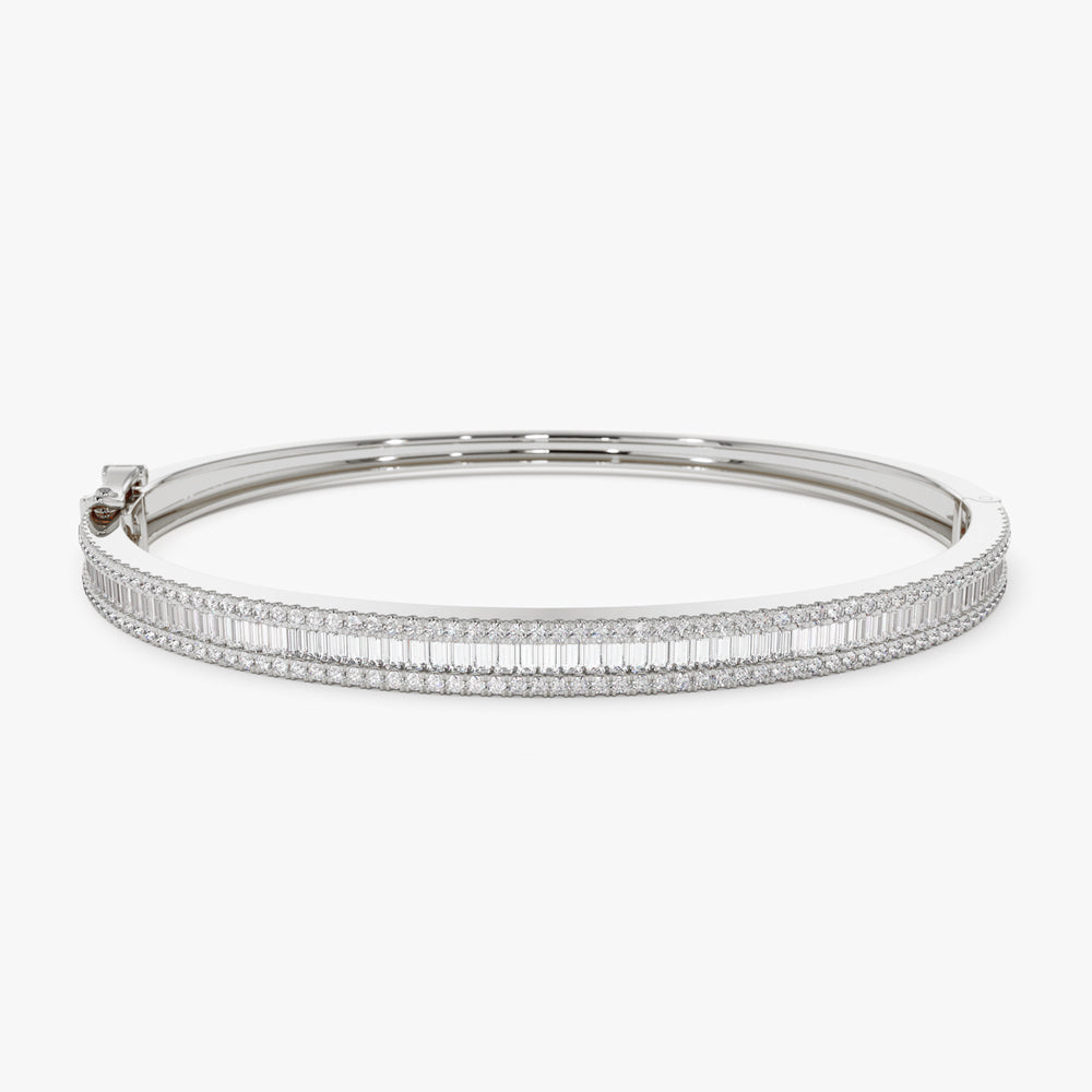 OBFJ1520 - 14k Half Eternity Baguette and Round  Diamond Bangle 7